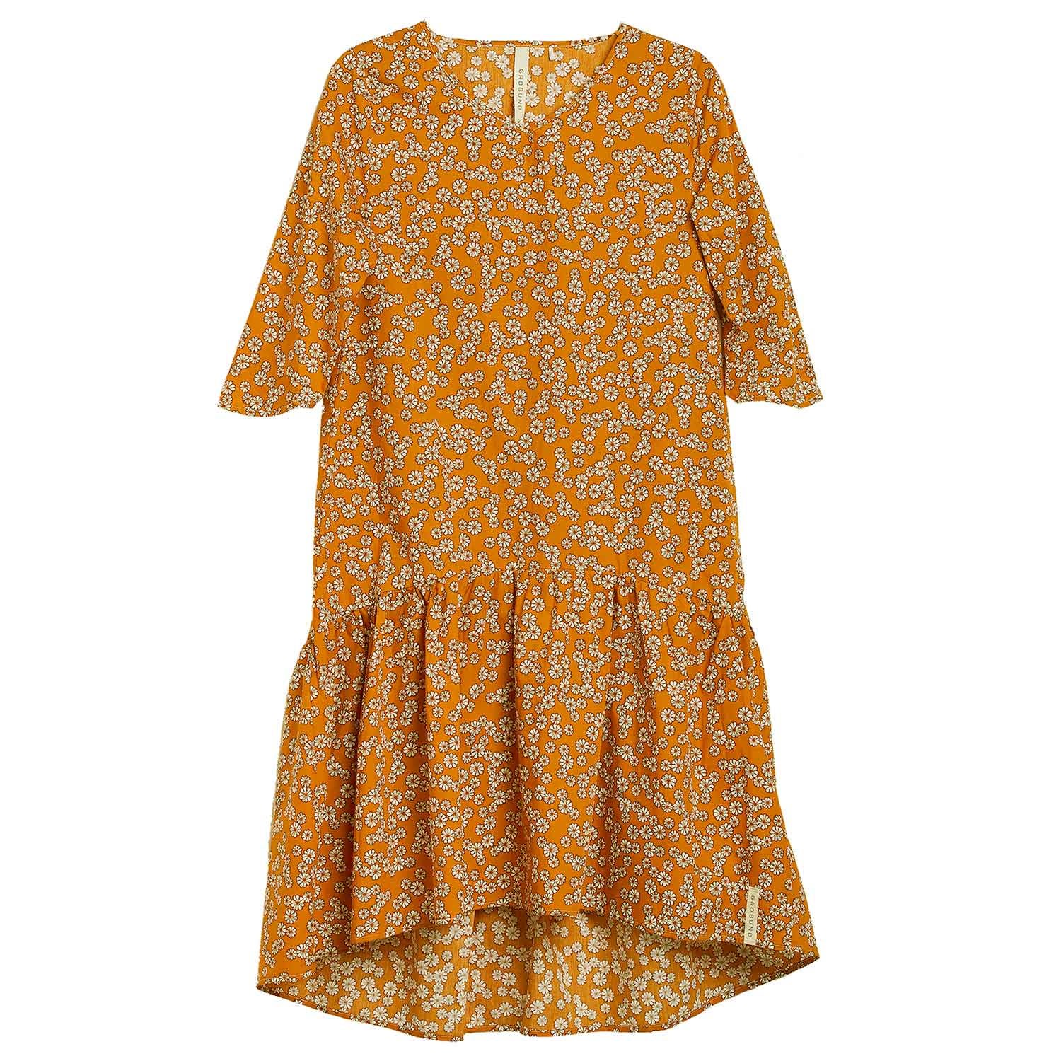 Grobund Women's Yellow / Orange The  Manilla Dress – The Bohemian One In Turmeric With Flowers In Yellow/orange