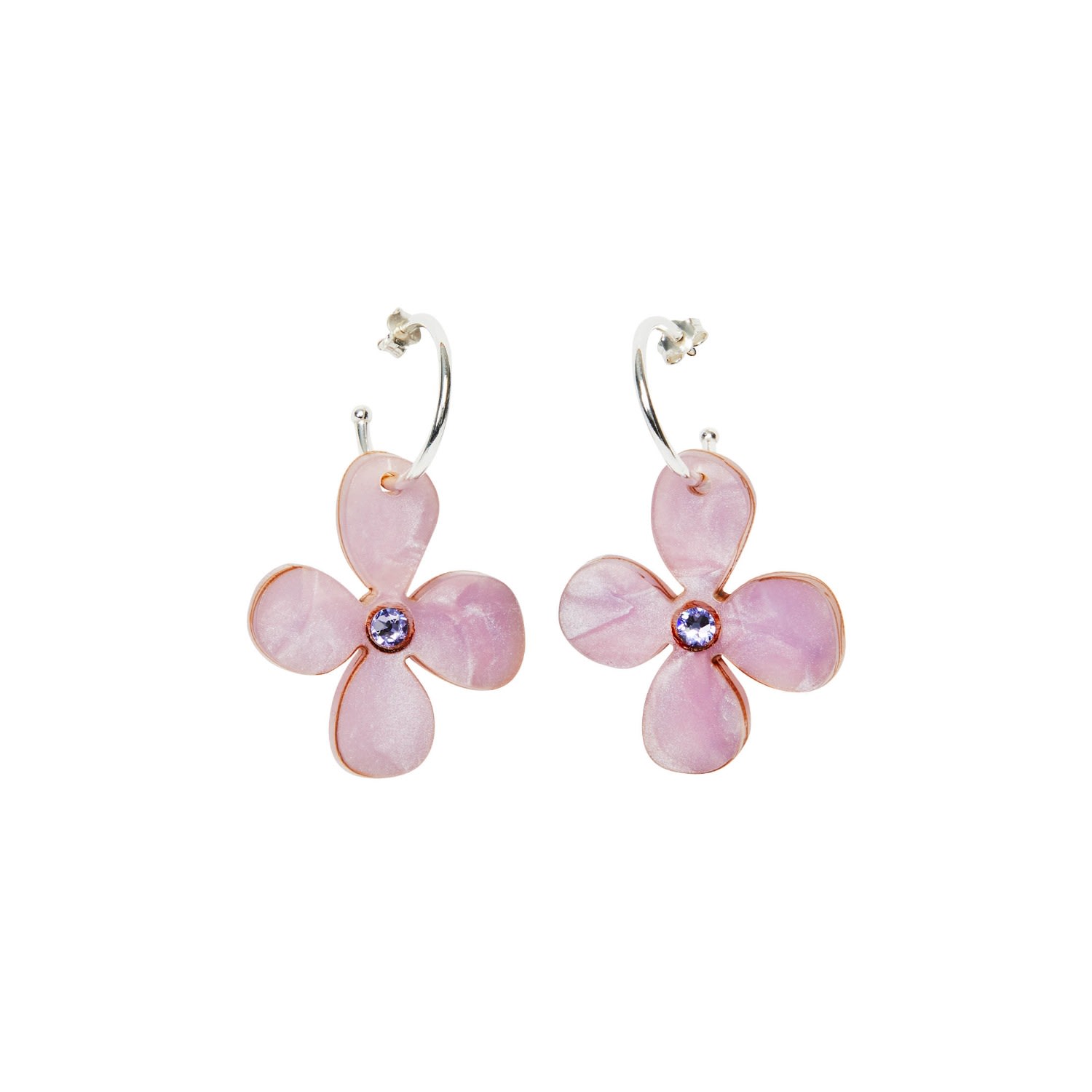 Toolally Women's Pink / Purple Daisy Hoop Earrings - Lilac