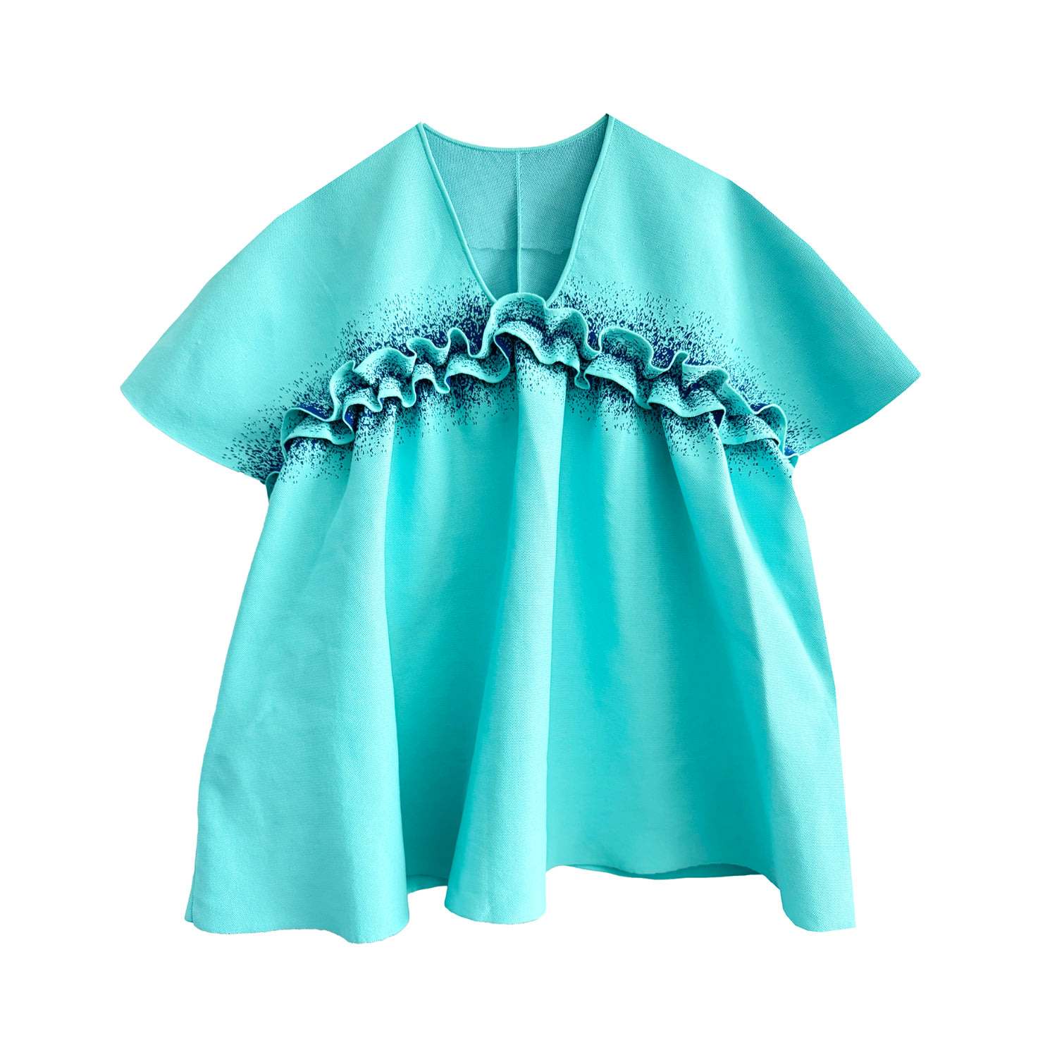Arto. Women's Blue Aqua Ruffles Flared Knitted Top - Limited Edition In Blue