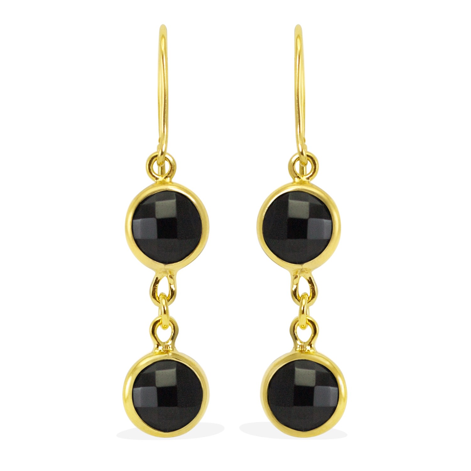 Women’s Brio Black Onyx Gold Earrings Vintouch Italy