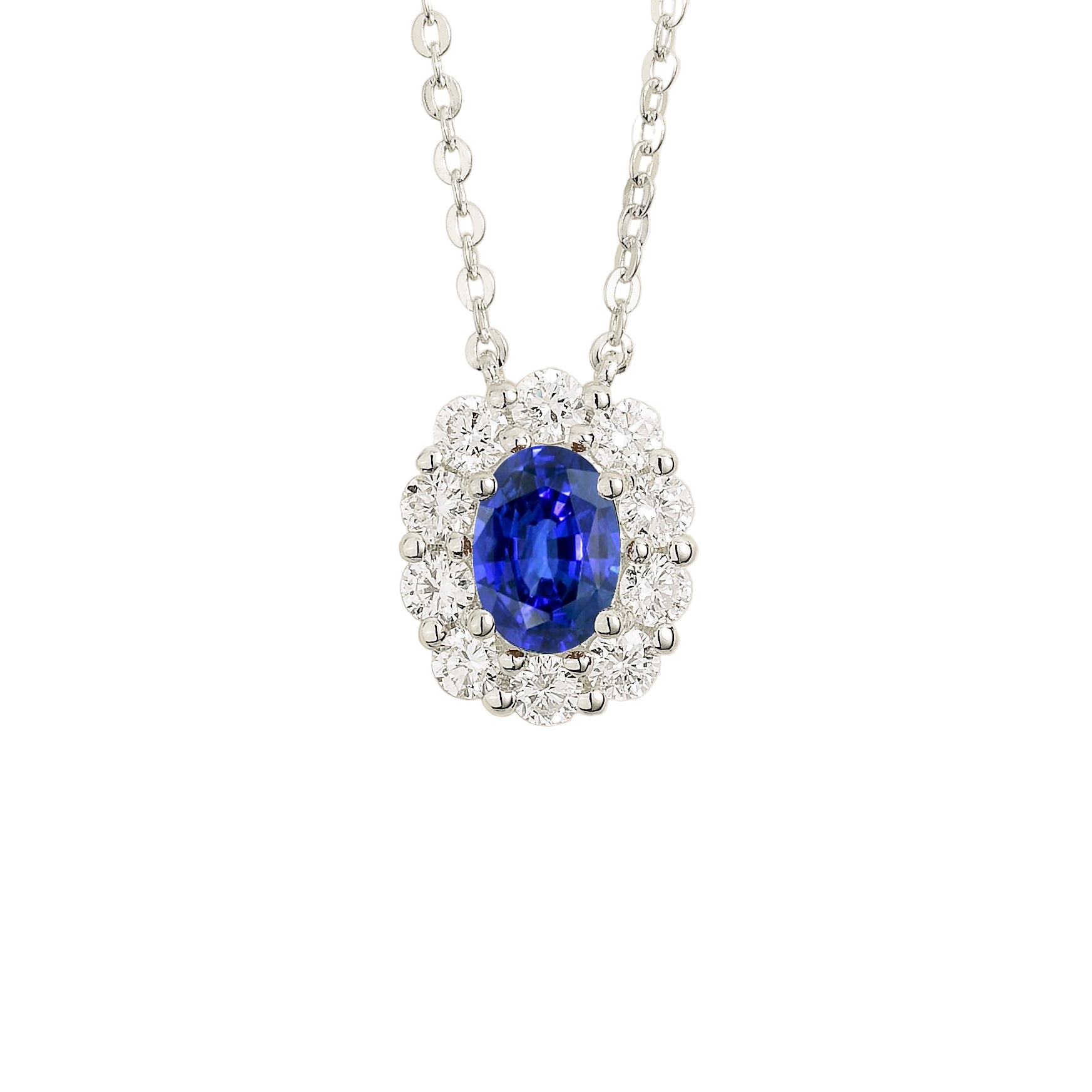 Juvetti Women's Silver / Blue / White Prill White Gold Necklace Set With Blue Sapphire & Diamond In Multi