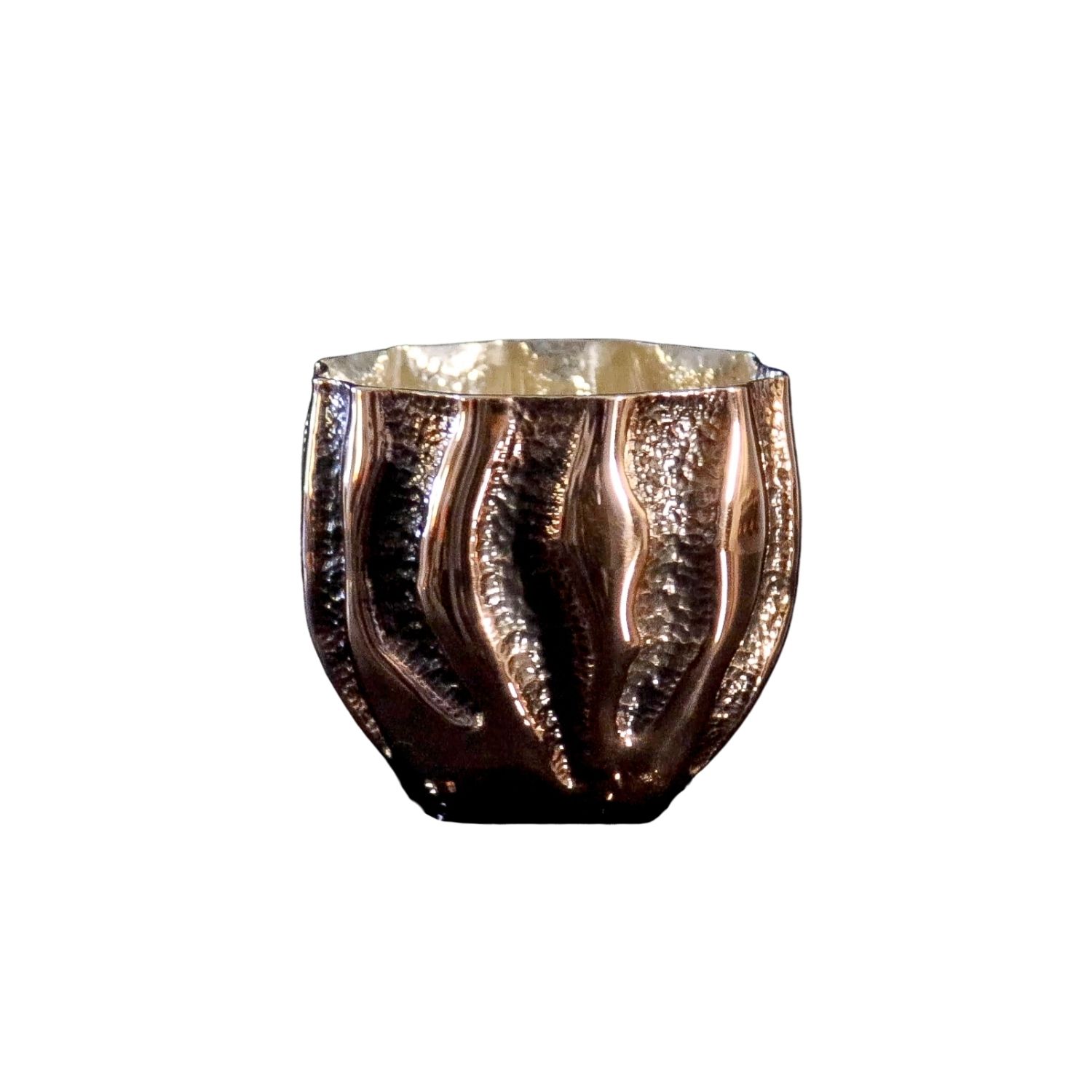Anatoliacraft Neutrals One Of A Kind Solid Copper Drinking Cup, Silver Coated In Multi