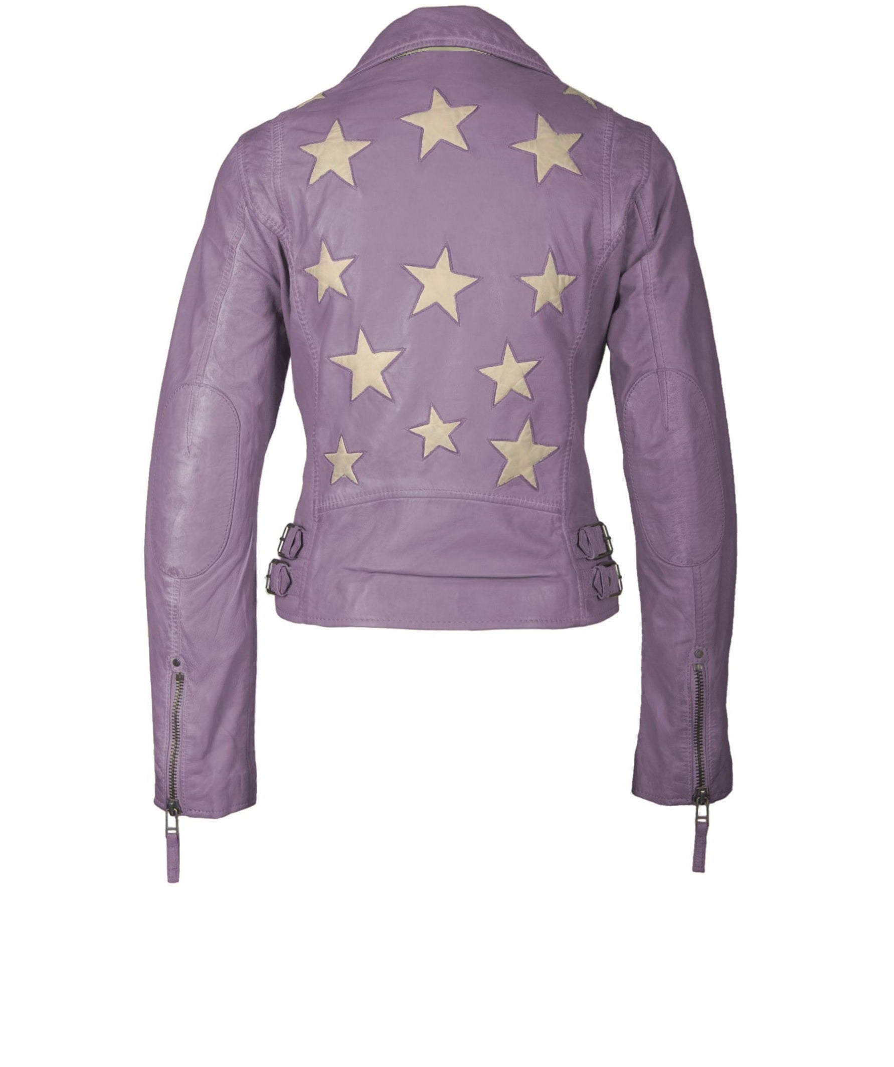 Mauritius Women's Pink / Purple Christy Rf Star Detail Leather Jacket, Digital Lavender
