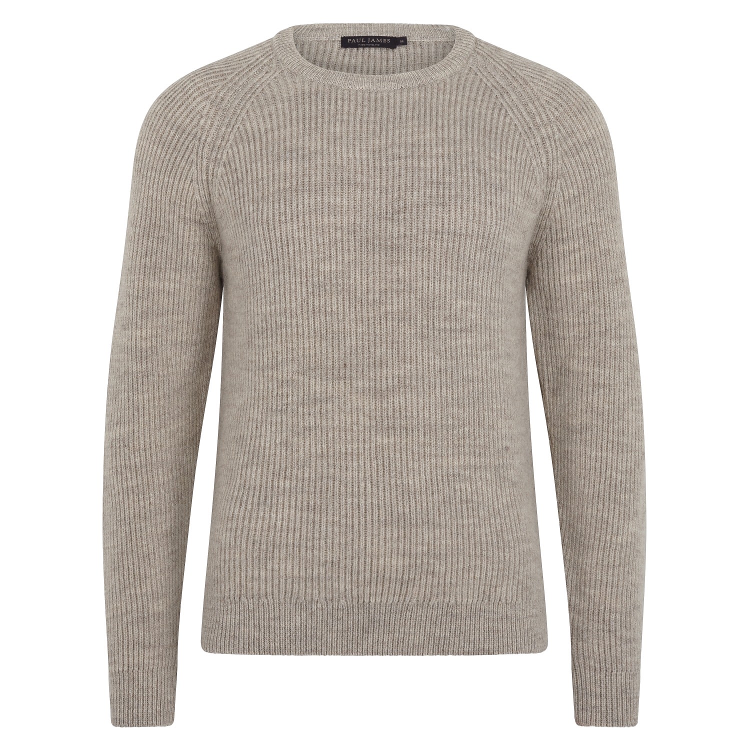 Paul James Knitwear Neutrals Mens Sheepsoft British Wool Byron Fisherman Rib Knit Jumper - Ecru In Beige