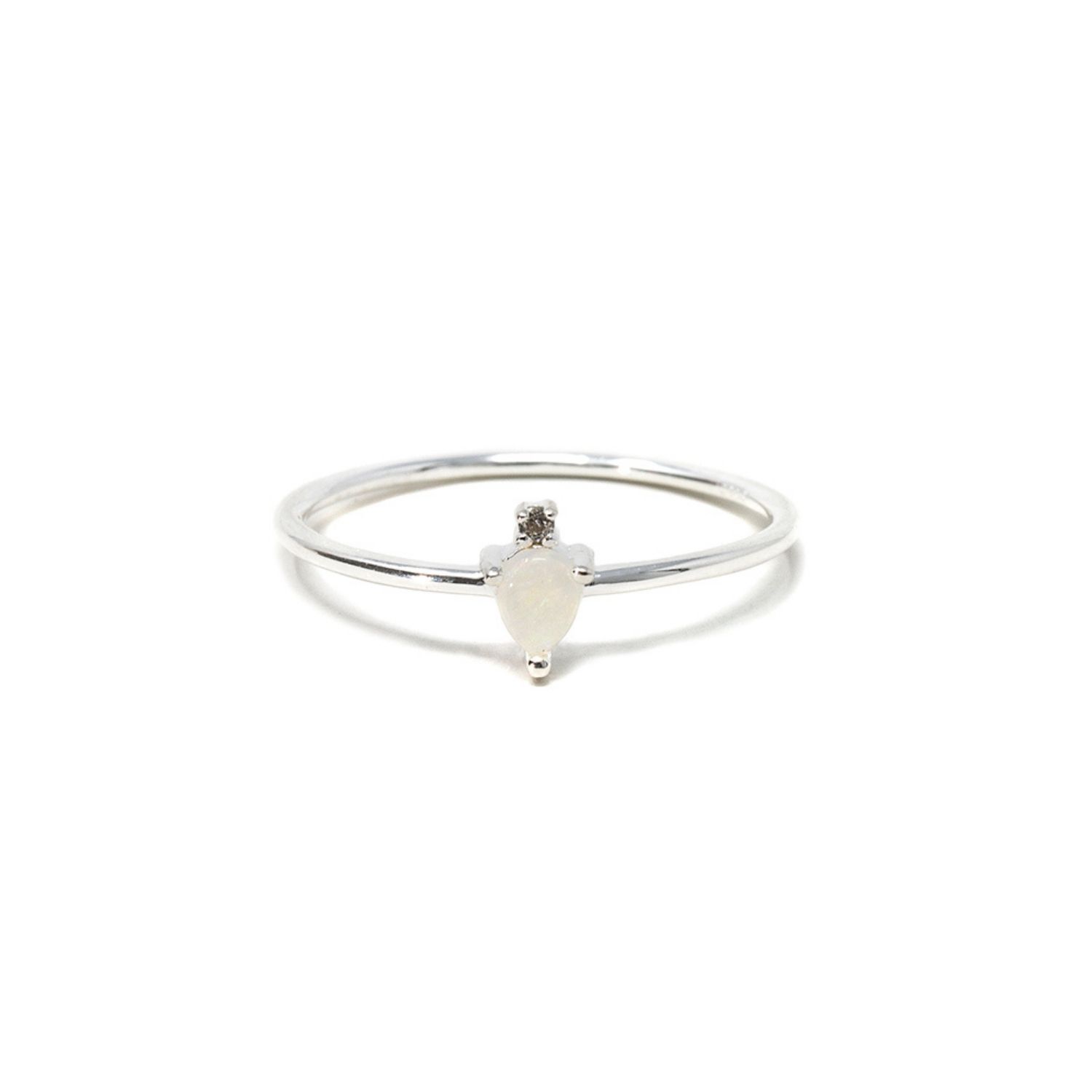 Nasi Silver Women's Pear Atarah Ring- Opal & White Topaz, Silver In White