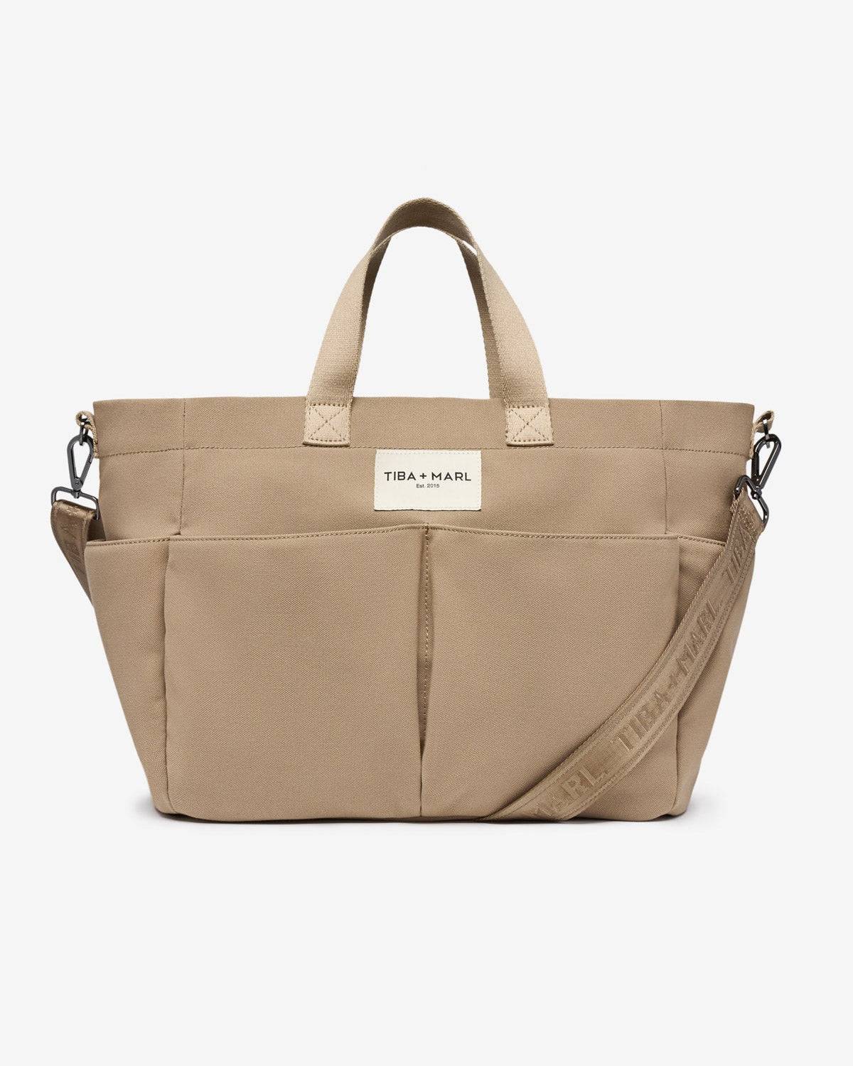 Women's Brown T+M Canvas Pocket Tote Desert | One Size | Tiba + Marl
