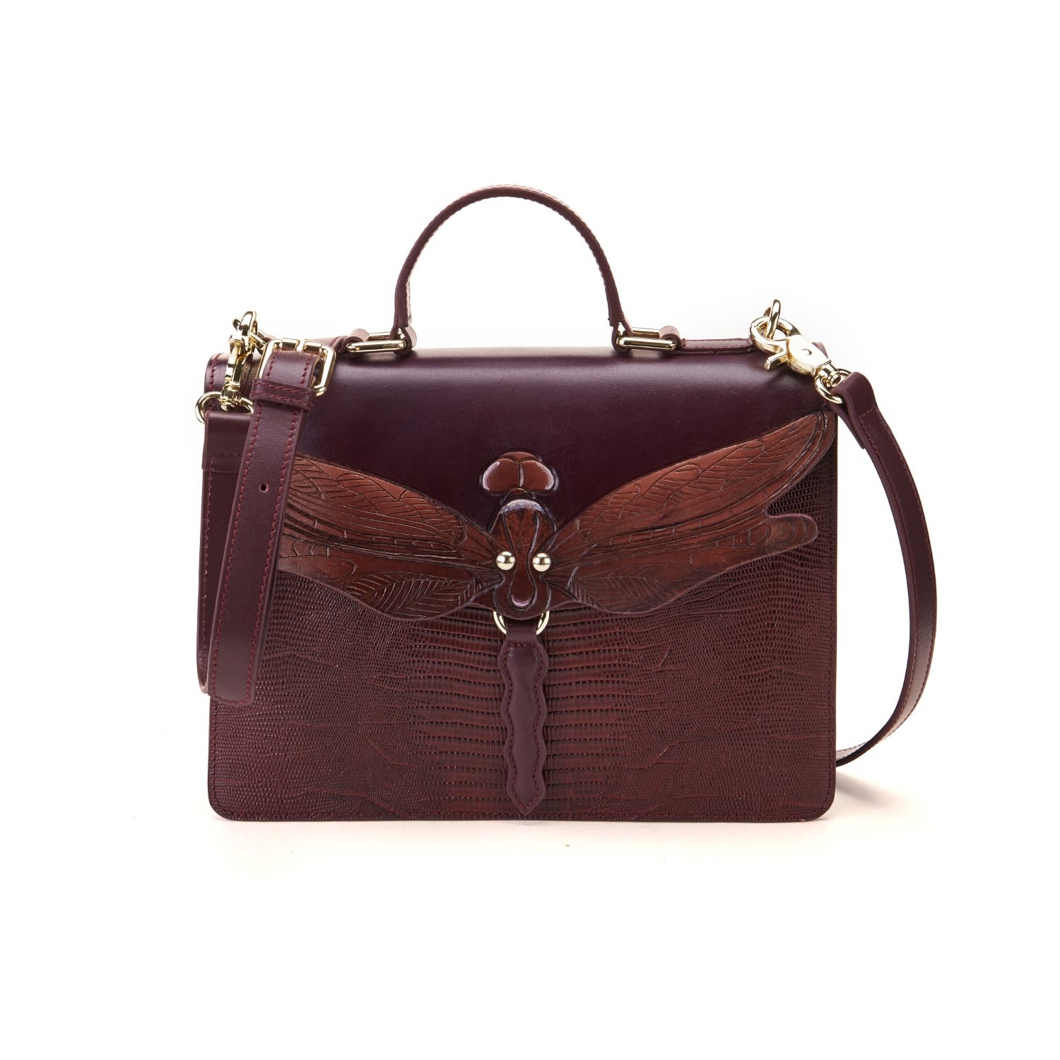 Women’s Dragonfly Top Handle Leather Bag Brown Bellorita