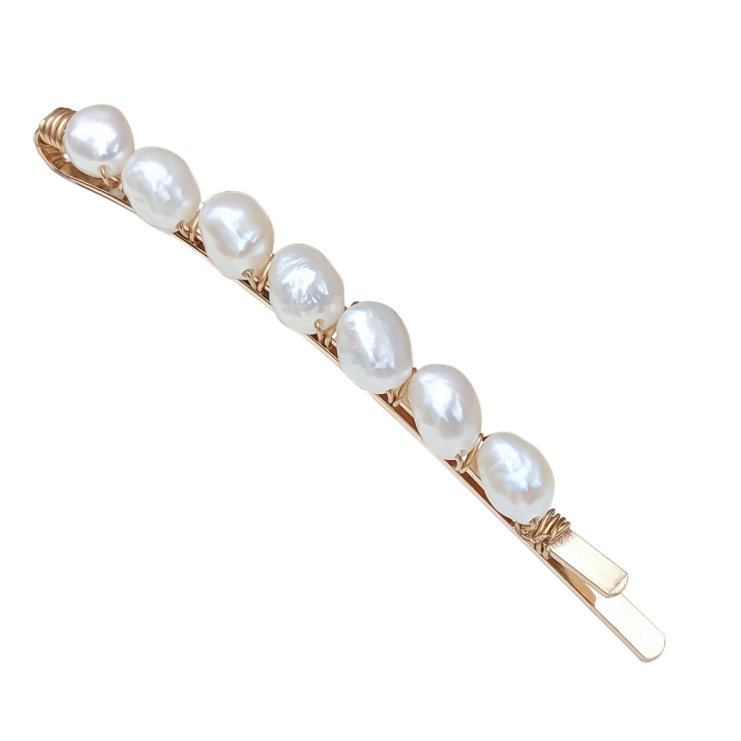 Women’s Alyssa Freshwater Pearl Gold Hair Slide - Short Kiri & Belle