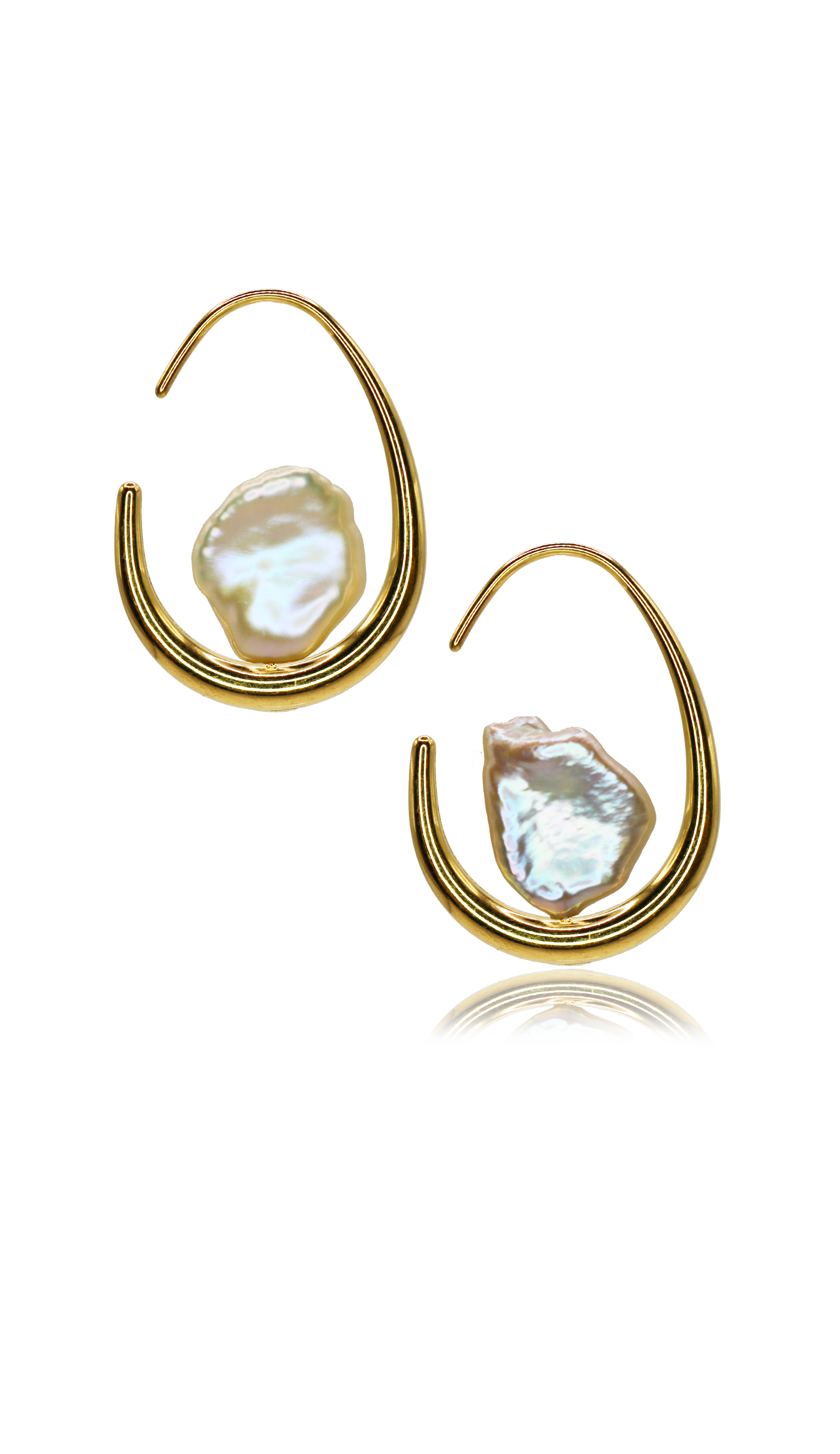 Marquise Swim Women's Earrings - La Lovée Hoop Keshi Pearl & Gold