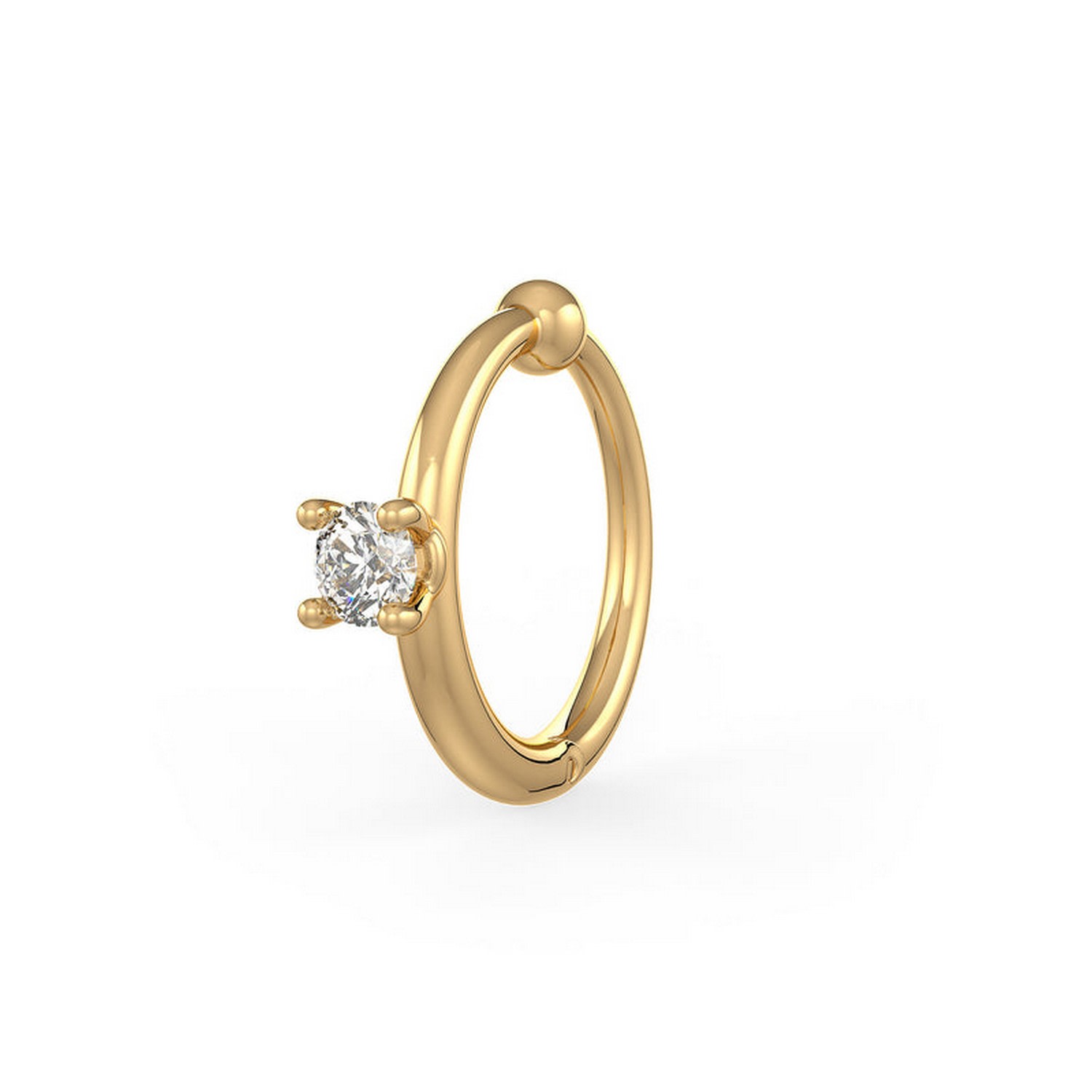 Cervin Blanc Women's Yellow Gold Solitaire Diamond Nose Hoop Ring Nasal Piercing Clicker In Yellow