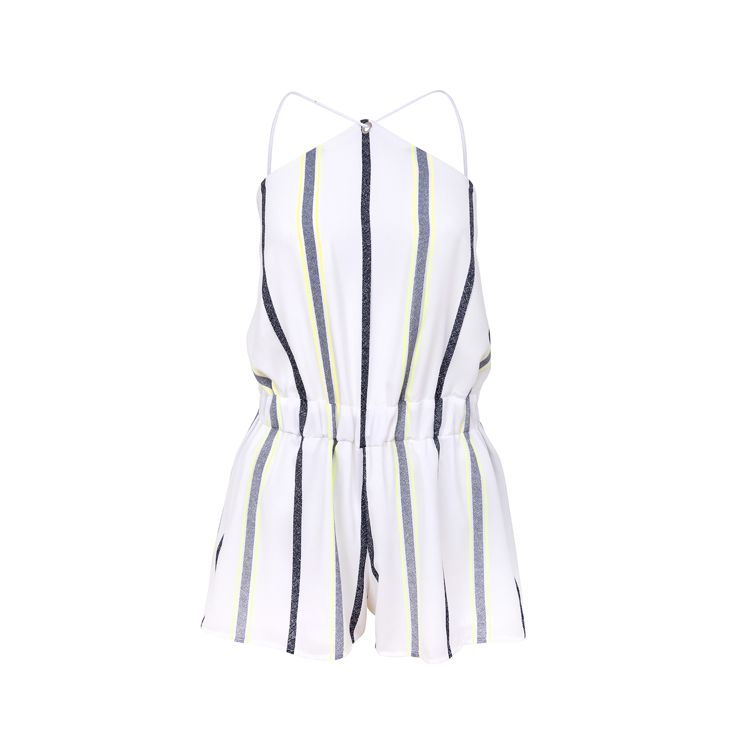 Blonde Gone Rogue Women's Desert Dreams Playsuit, Upcycled Polyester, In White With Stripes