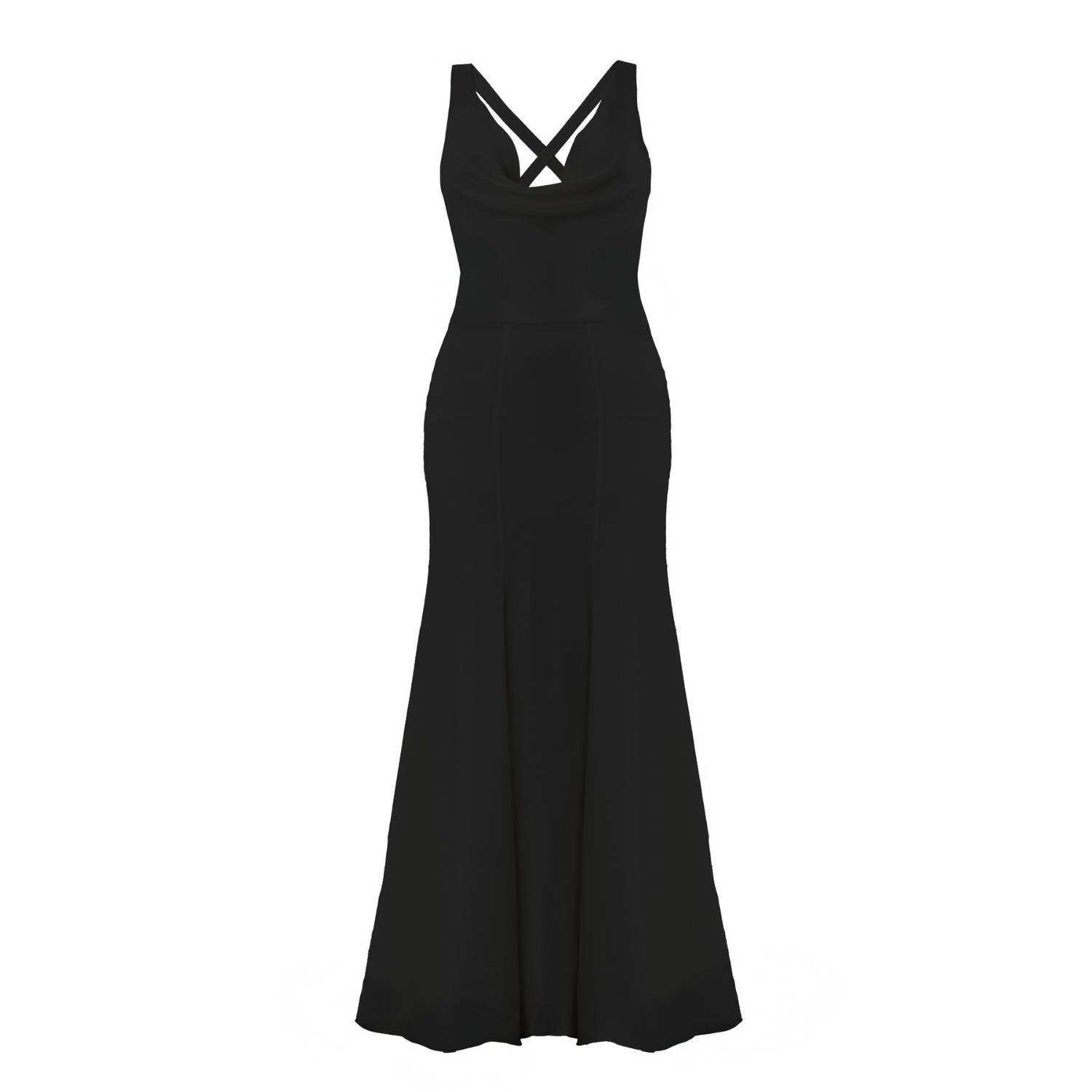 Women's Plunging Cowl Backless Long Dress In Black | Small | Incantevole Milano