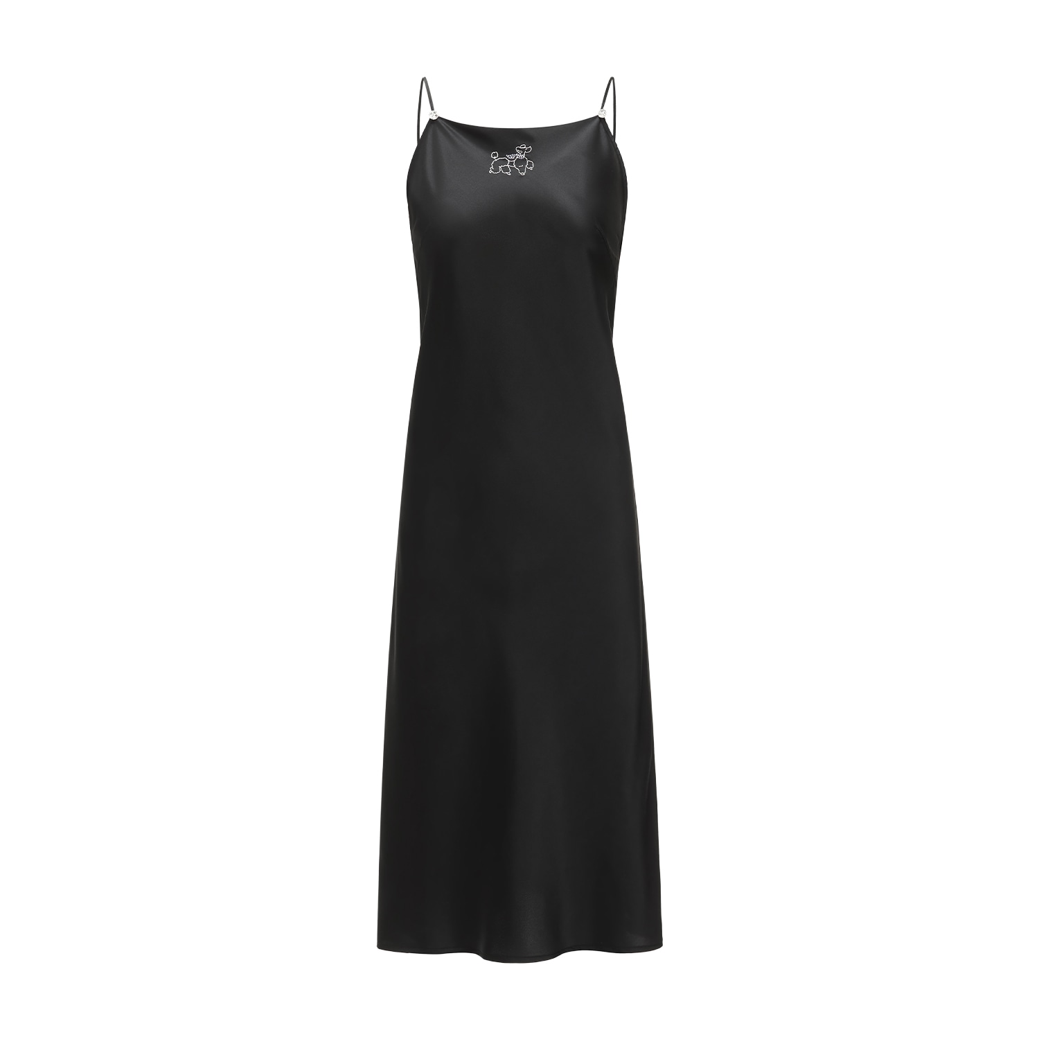 Not Just Pajama Women's Black Diamond Poodles Silk Slip Dress In Black