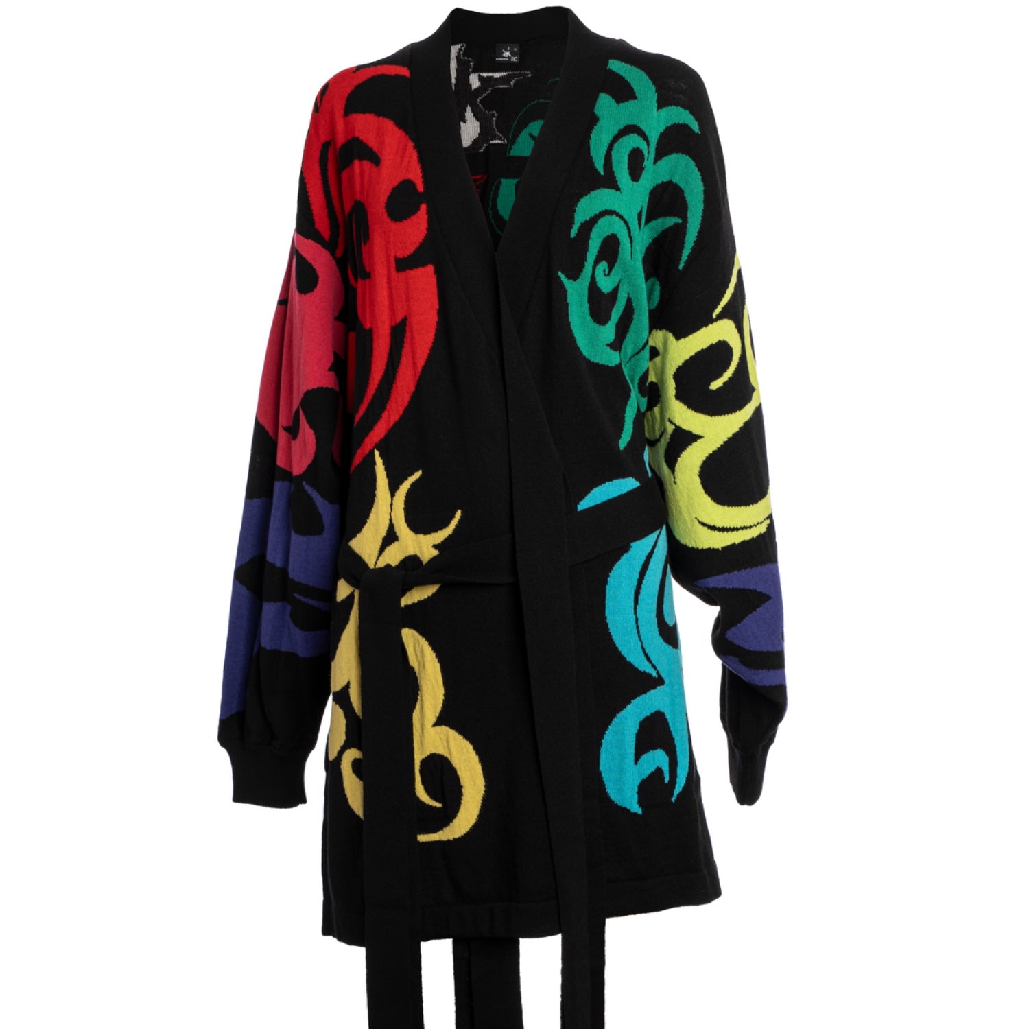 Kristel Kuslapuu Women's Egregore Merino Kimono With A Belt Black-colourful In Black