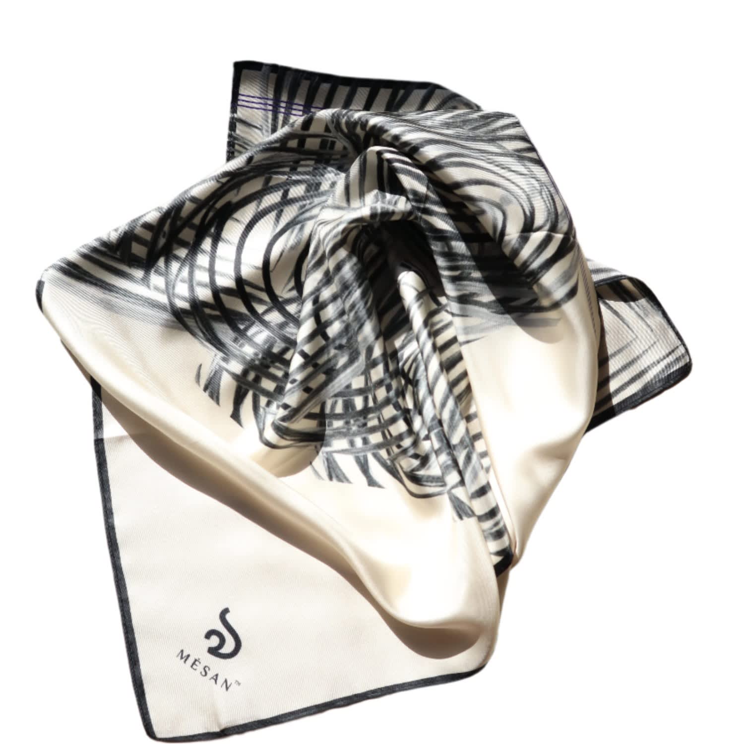 Mèsan Women's Black / Neutrals / Grey  Heartbeat Mulberry Silk Scarf Neutral