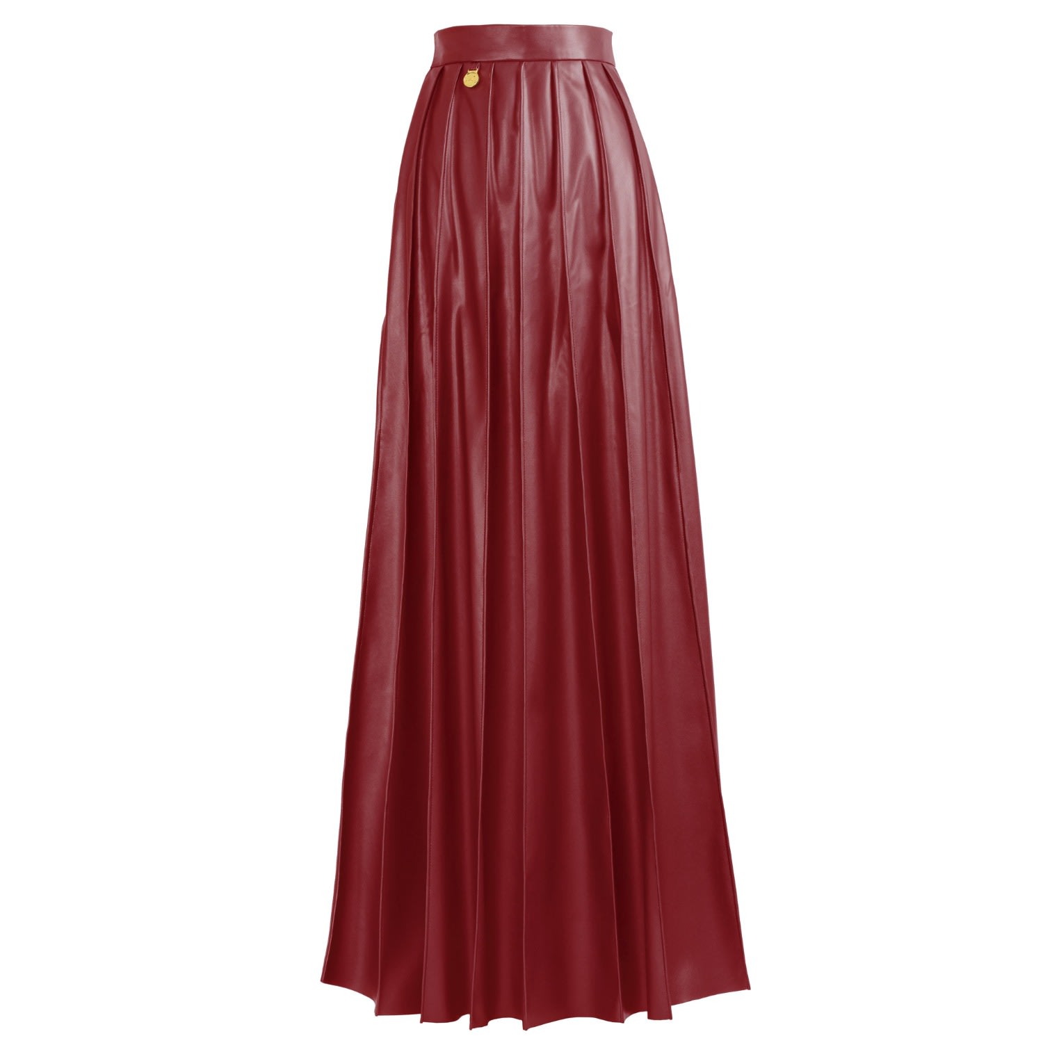 Women’s Solace - Vegan Leather Pleated Maxi Skirt Red Small Kargede