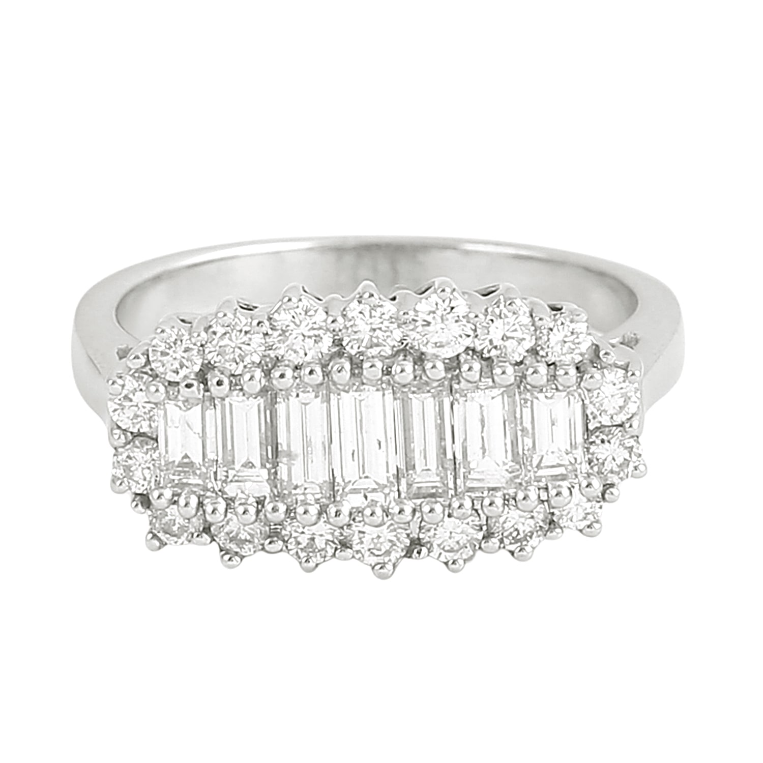 Artisan Women's Baguette Cut Diamond Unique Ring In White Gold
