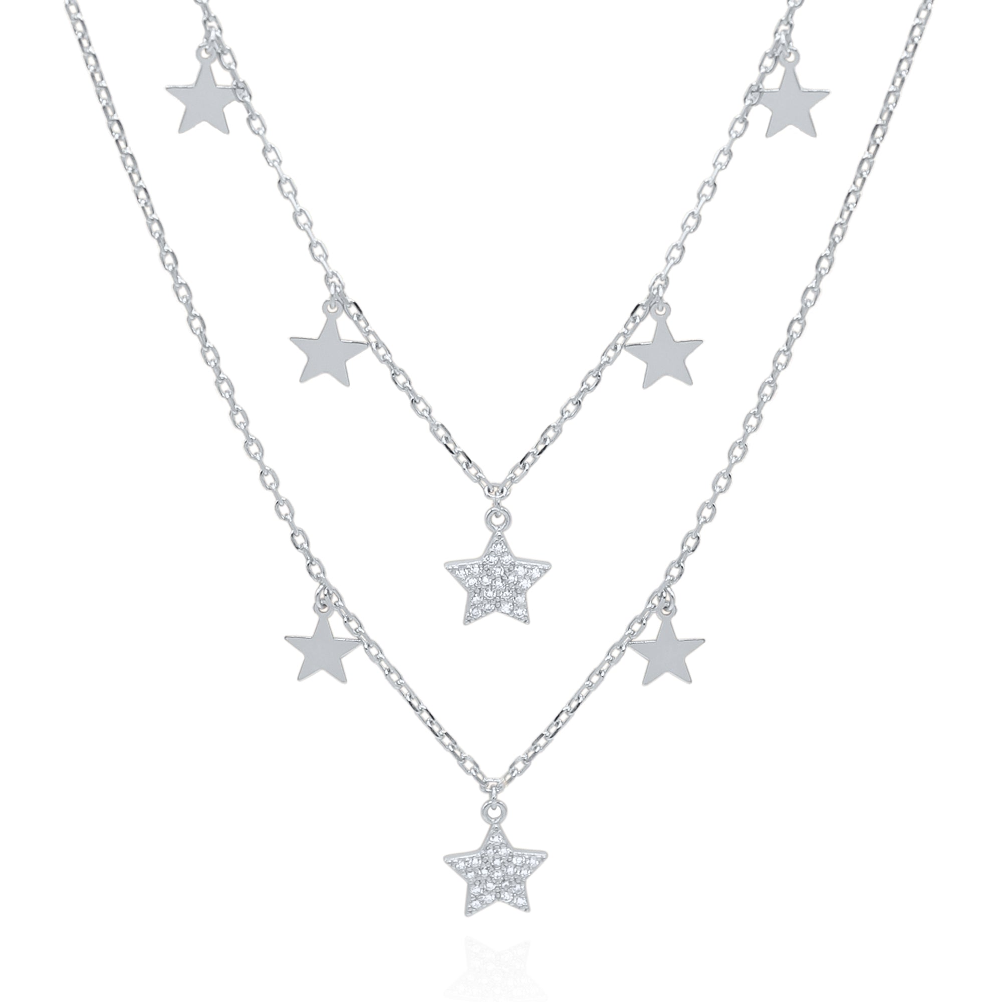 Luna Charles Women's Blake Double Row Star Necklace In Silver