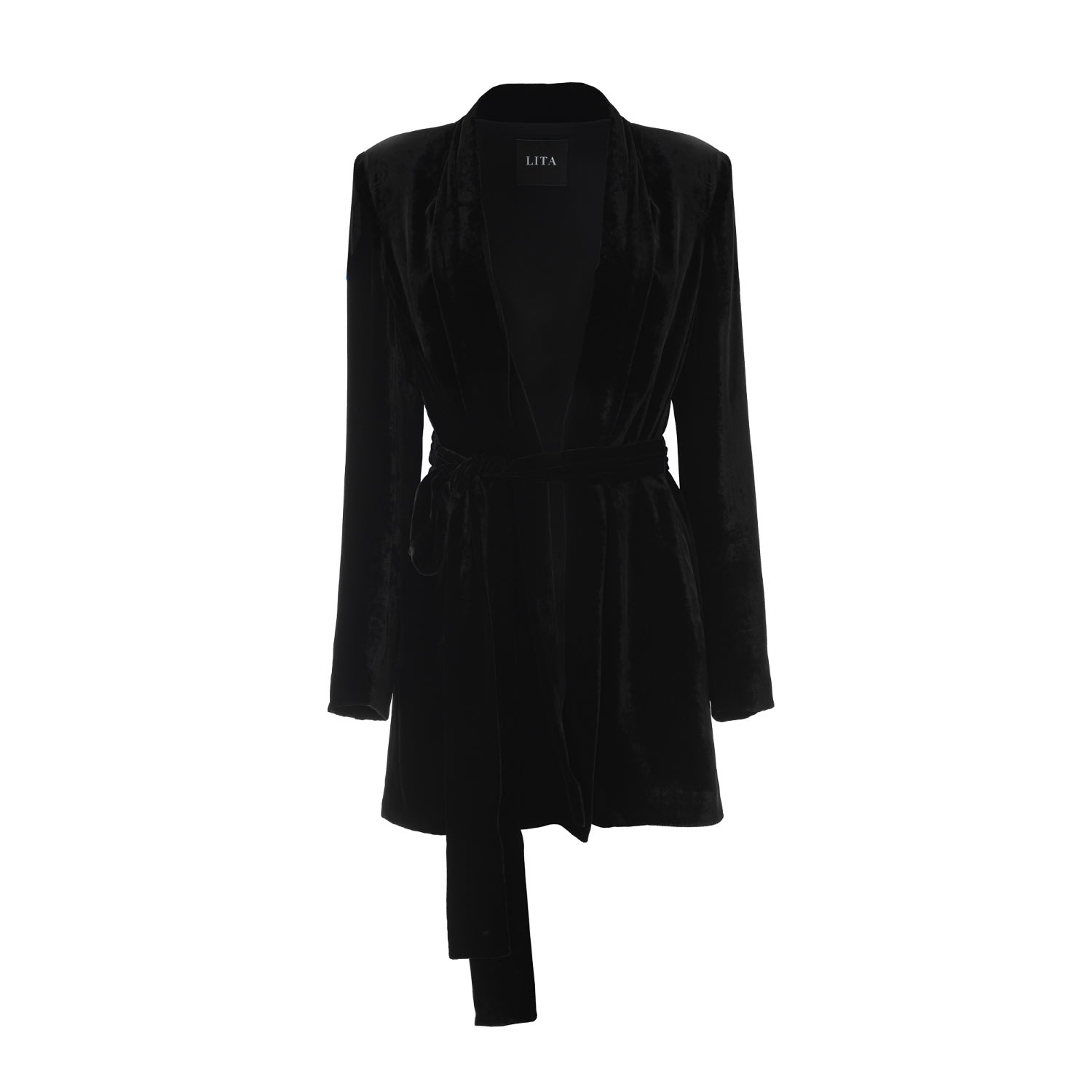 Women's Black The Silk Velvet Blazer | Large | Lita Couture