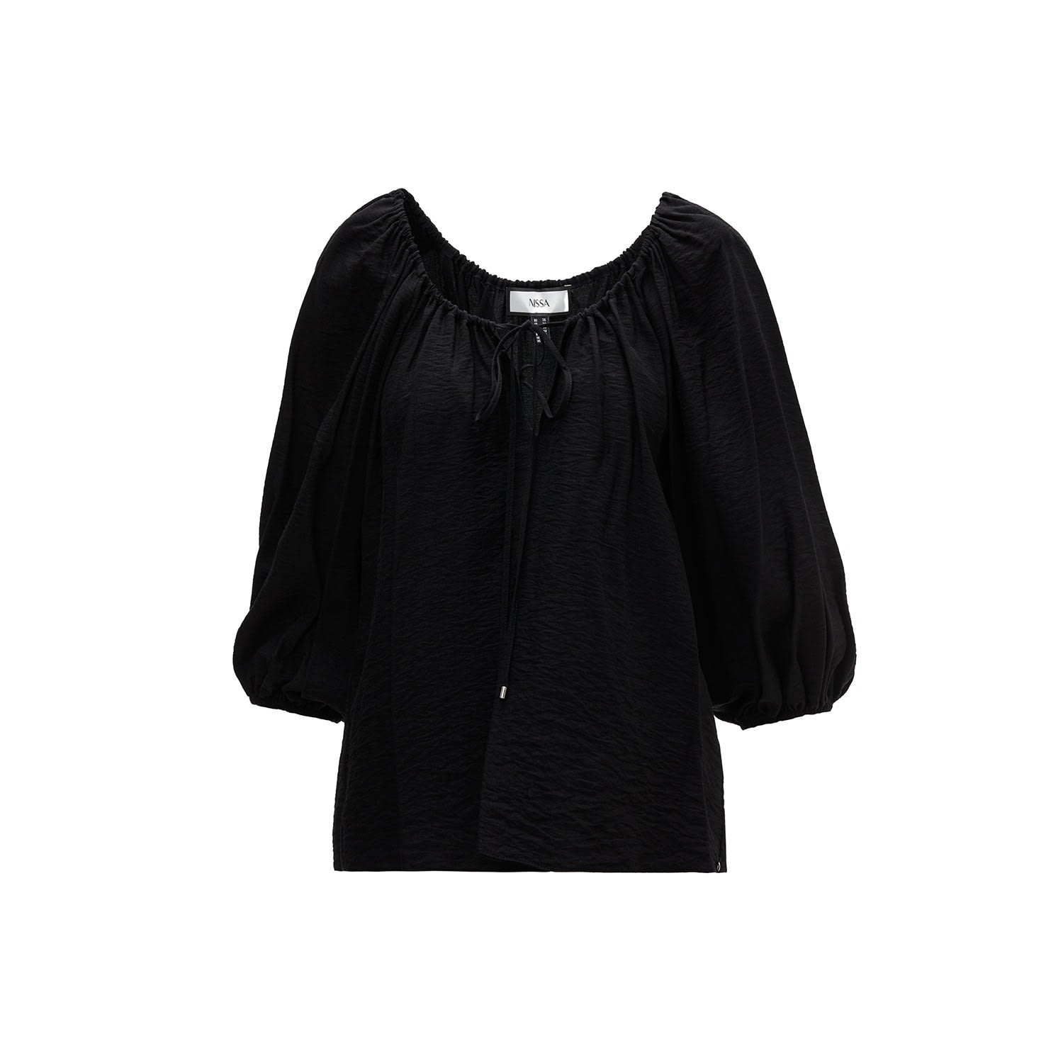 Nissa Women's Puff-sleeve Viscose Top Black In Black
