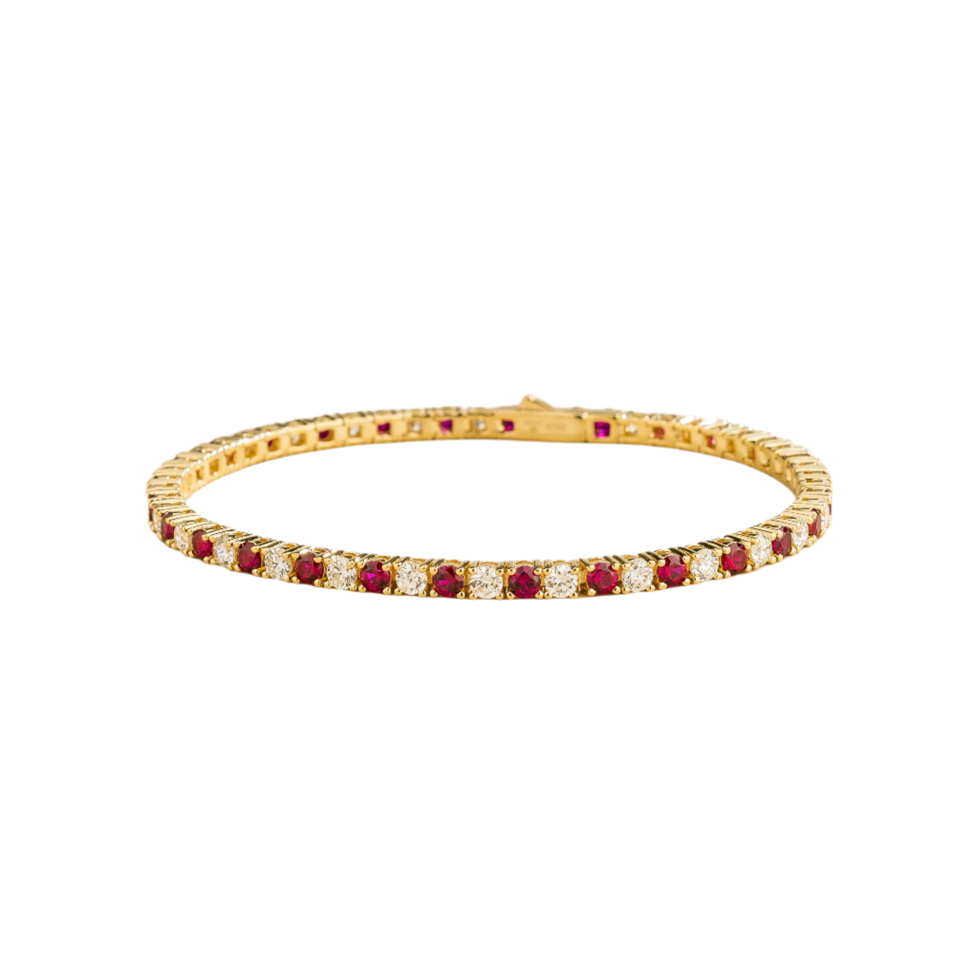 Juvetti Women's Red / Gold / White Ciclo Gold Tennis Bracelet Set With Ruby & Diamond In Gold
