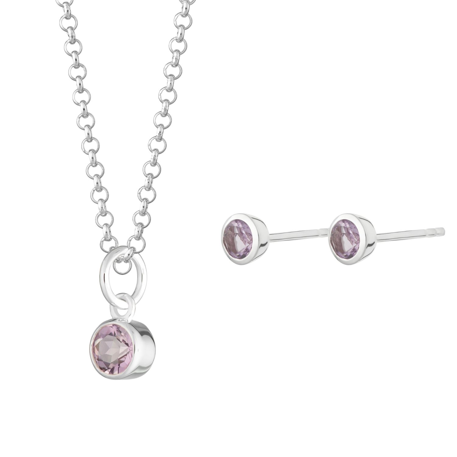 Women’s Silver / Pink / Purple February Birthstone Jewellery Set - Amethyst Lily Charmed