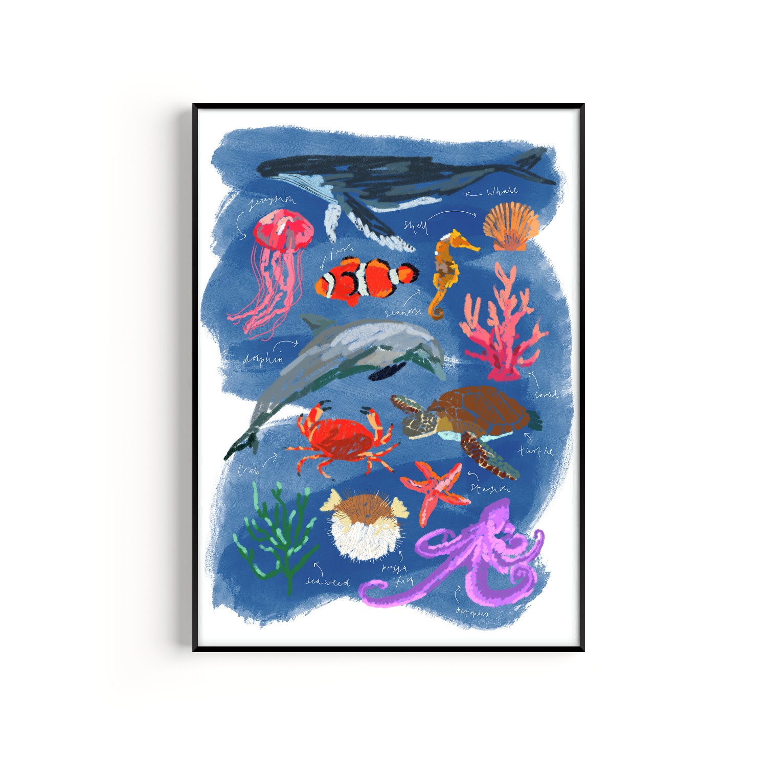 Blue Under The Sea Art Print - A3 Natalie Cass Art