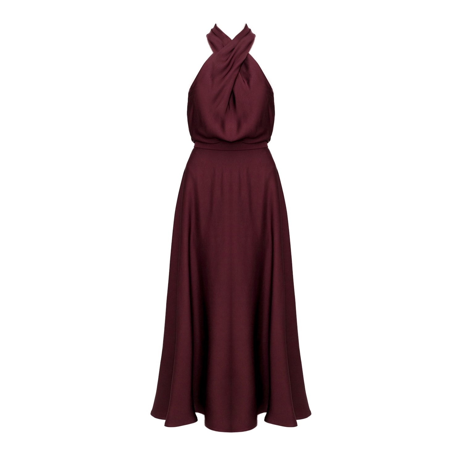 Undress Women's Red Heidi Burgundy X Neck Midi Party Dress In Red