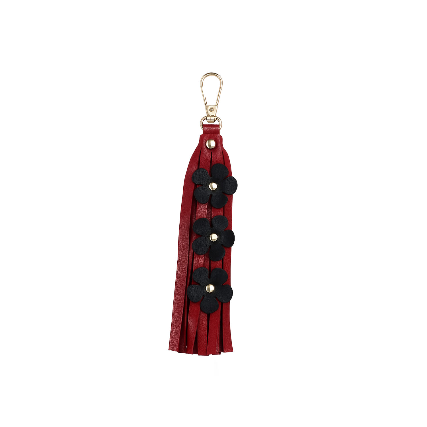 F3rog By Rana Women's Red / Black Ferrari Red & Black Triple Flower Keychain In Burgundy