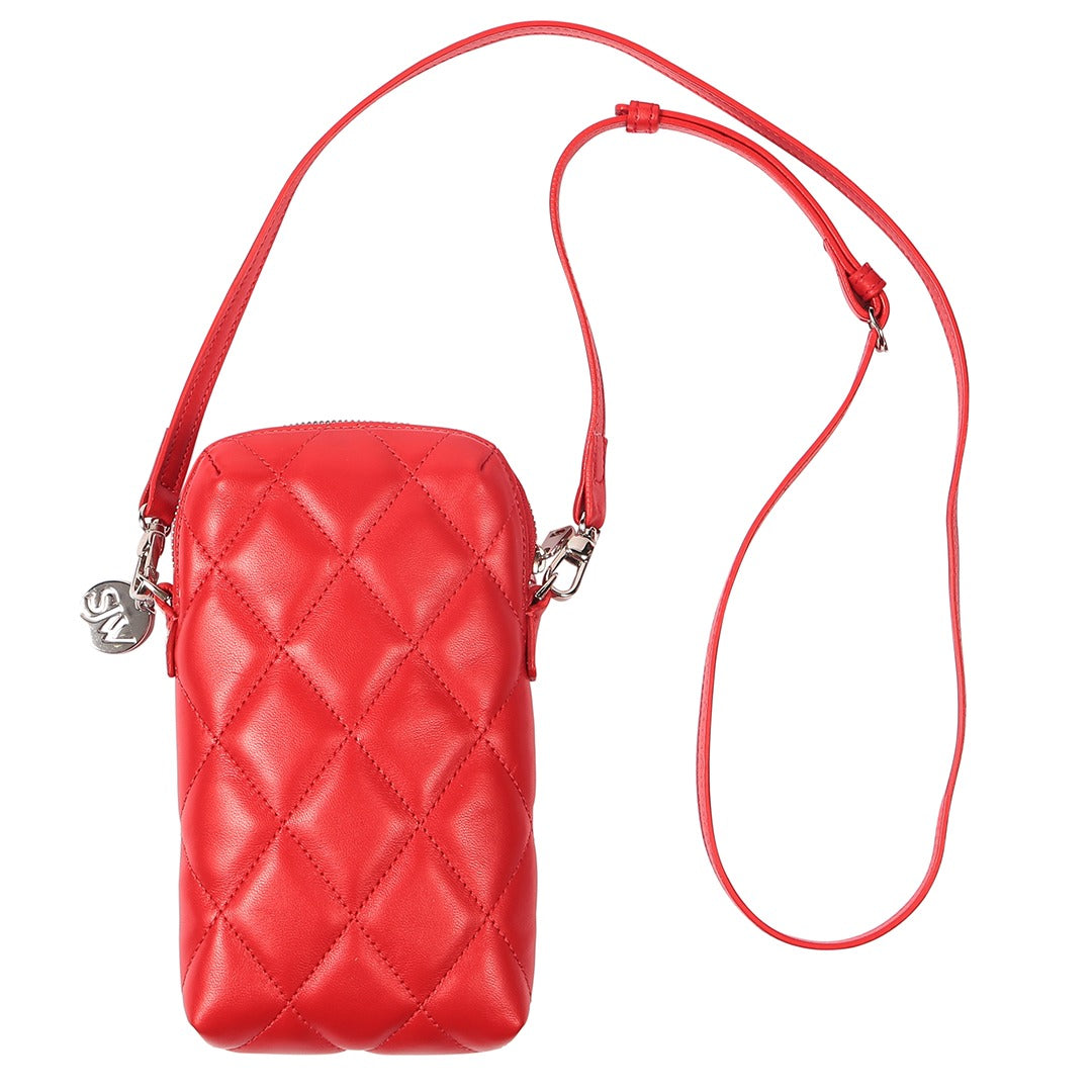 Women's Red Orée Quilted Leather Small Crossbody Bag In Scarlet | One Size | Sjw Bags London