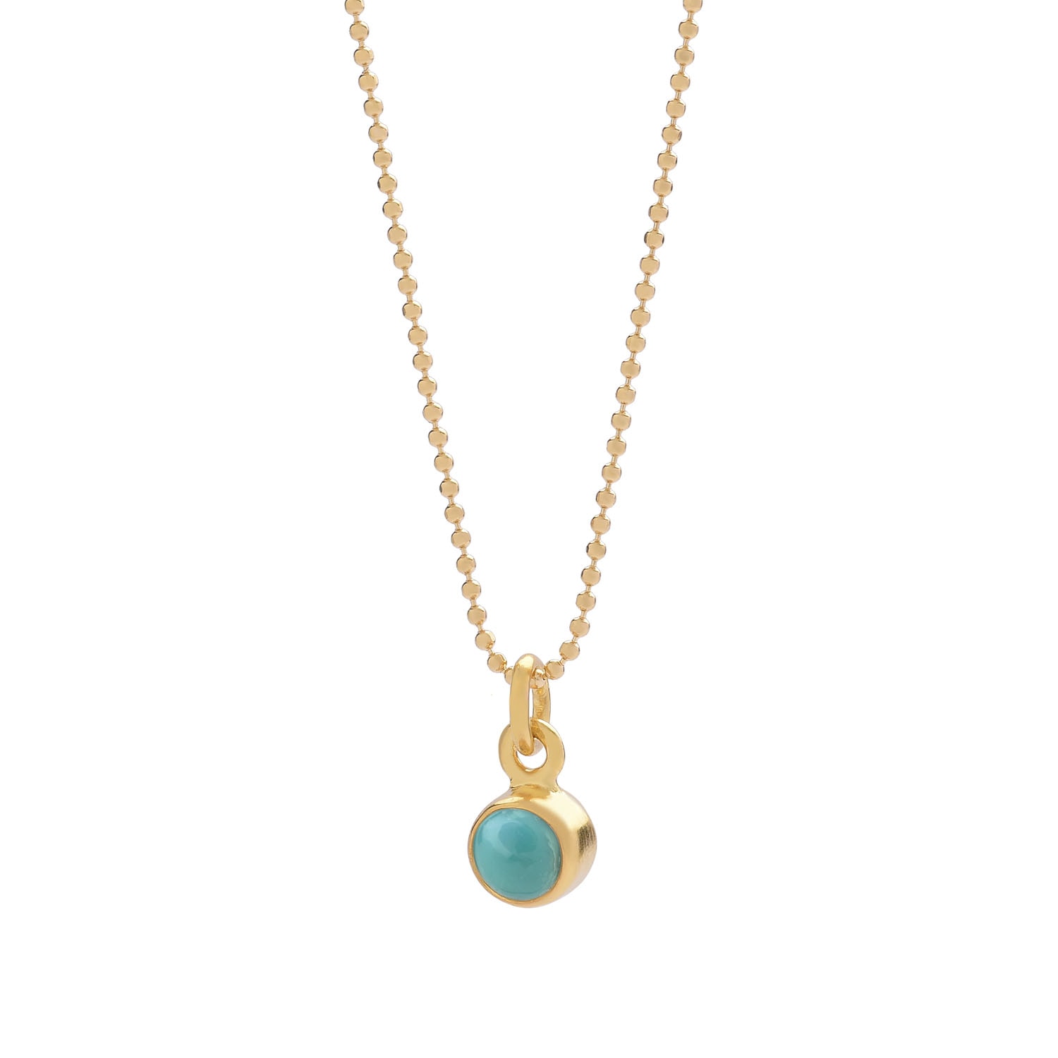 Nellou Jewellery Women's Blue Gem Dot Turquoise Birthstone Necklace December Gold Plated Sterling Silver In Blue