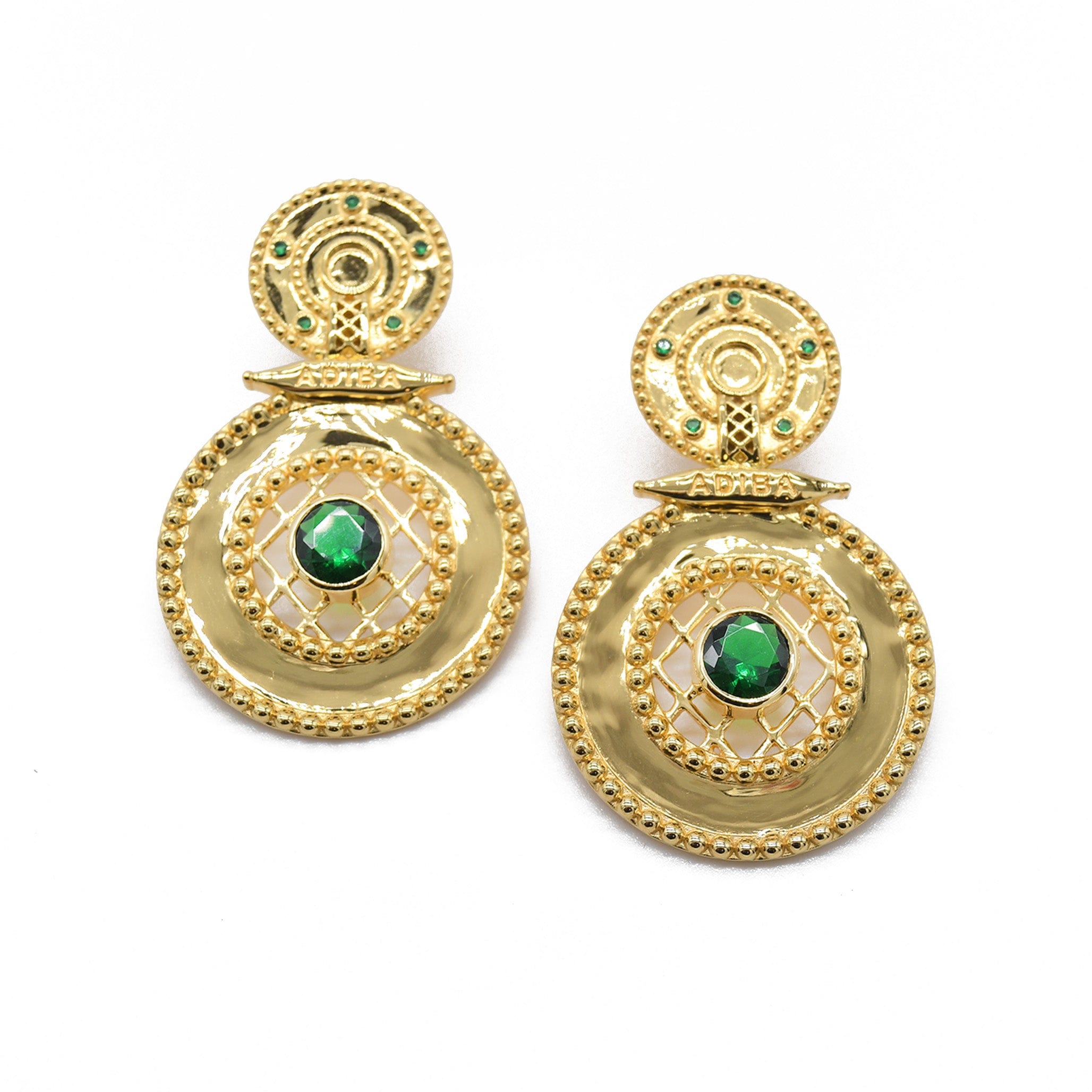 Adiba Women's Gold / Green Gold Emerald Green  Vermeil Earrings
