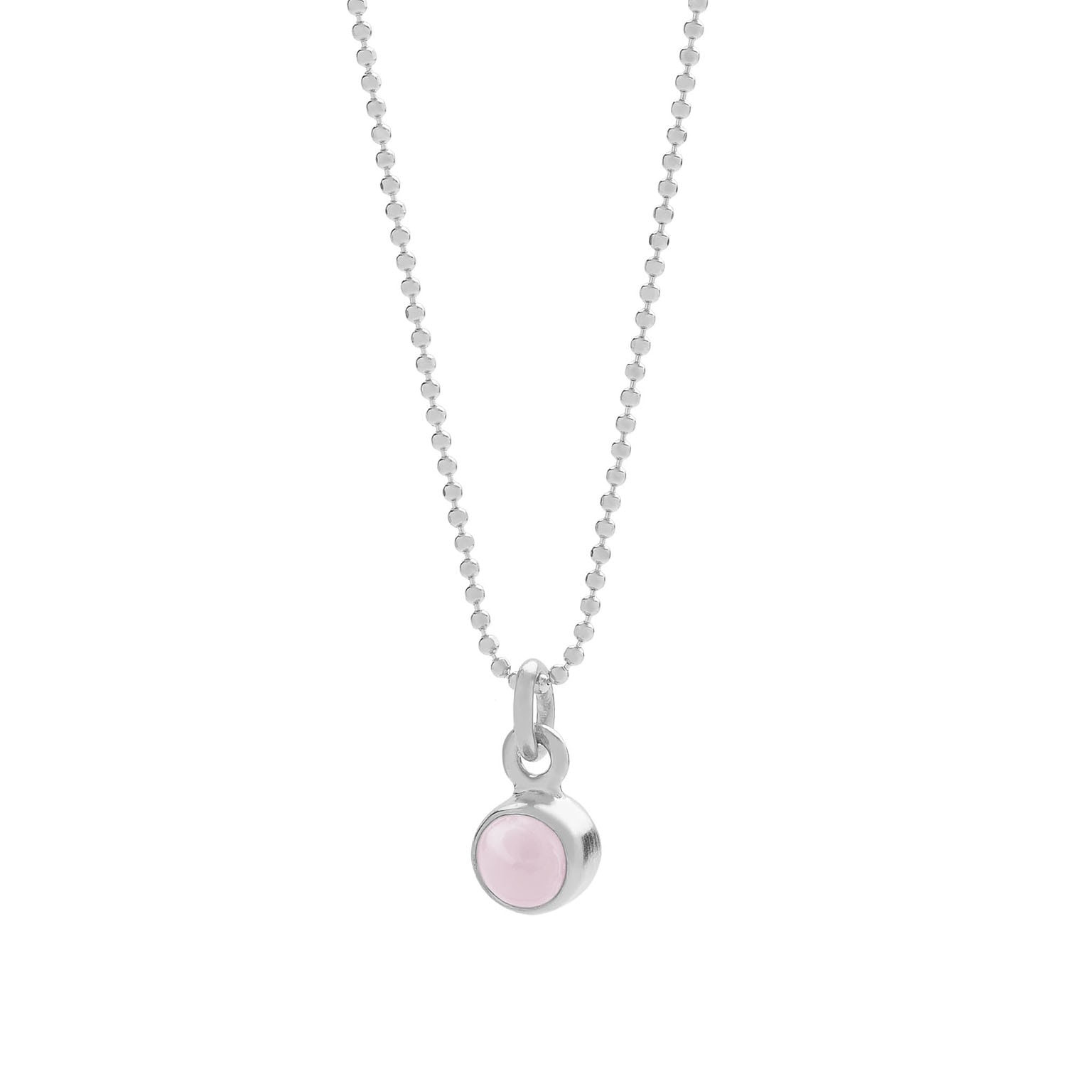 Nellou Jewellery Women's Neutrals Gem Dot Pink Opal Birthstone Necklace October Sterling Silver
