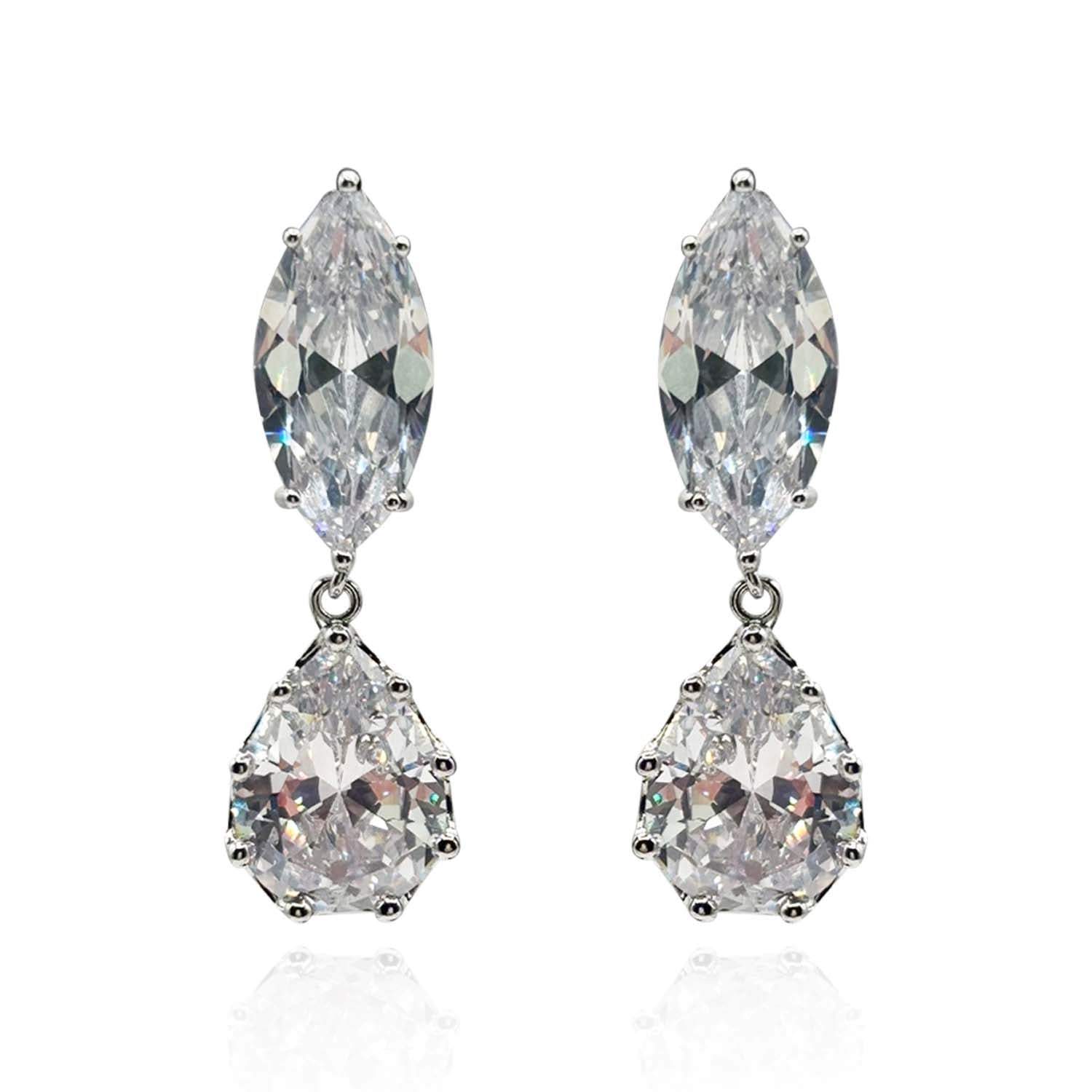 Michael Nash Jewelry Women's Neutrals Marquise And Pear Shape Diamond Cubic Zirconium Cip On Earrings