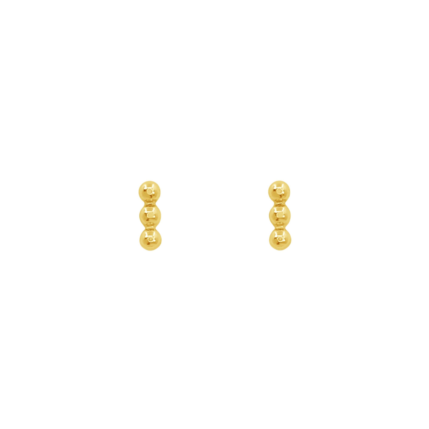 Women’s Gold Beaded Bar Stud Earrings Lucky Eleven