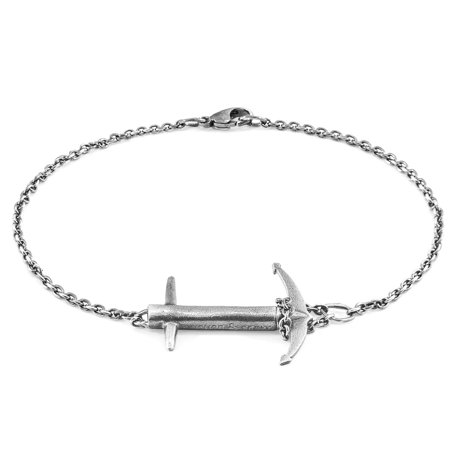 Anchor & Crew Men's Admiral Anchor Silver Chain Bracelet In Metallic