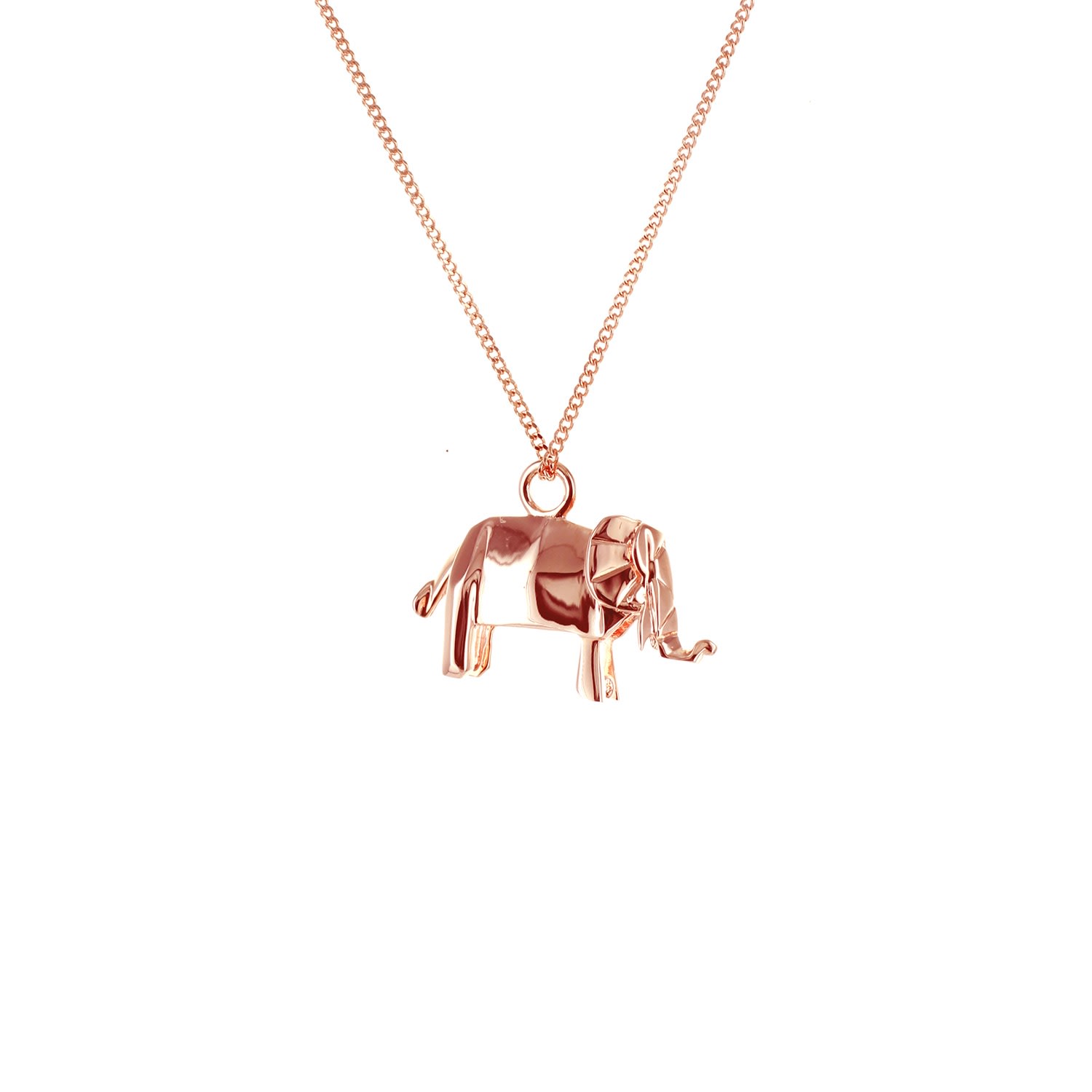 Women’s Mini Elephant Necklace Rose Gold Origami Jewellery