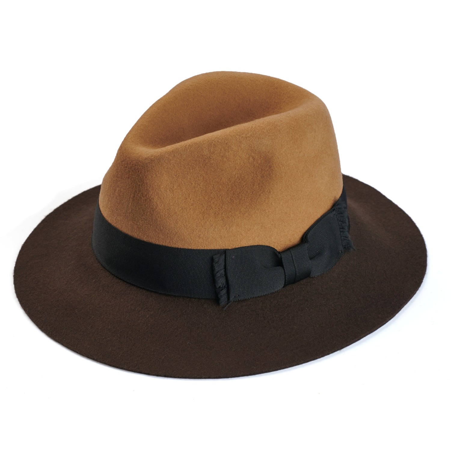 Women’s Brown Two Tone Felt Fedora Hat 50Cm Justine Hats