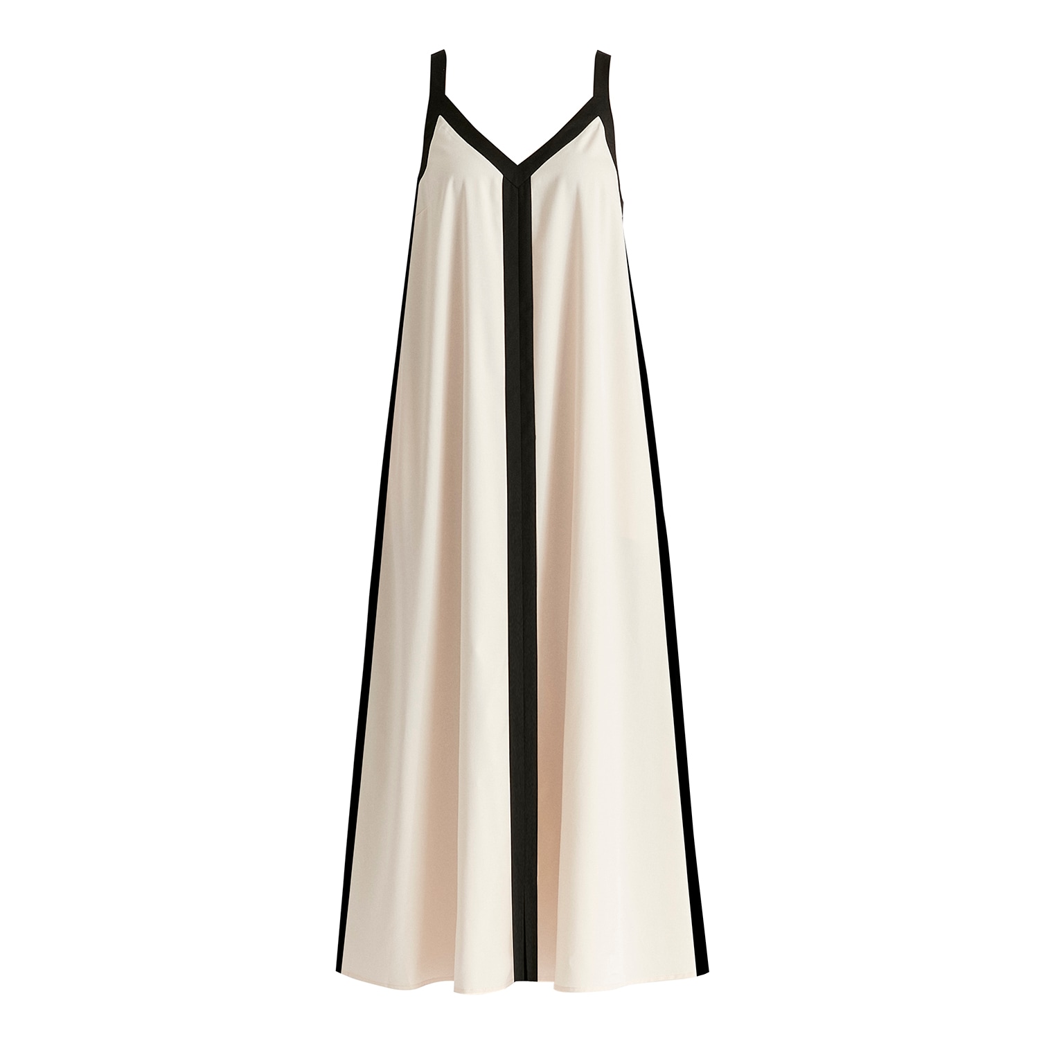 Paisie Women's Neutrals Contrast Trim Midaxi Dress In Beige And Black In Beige/black