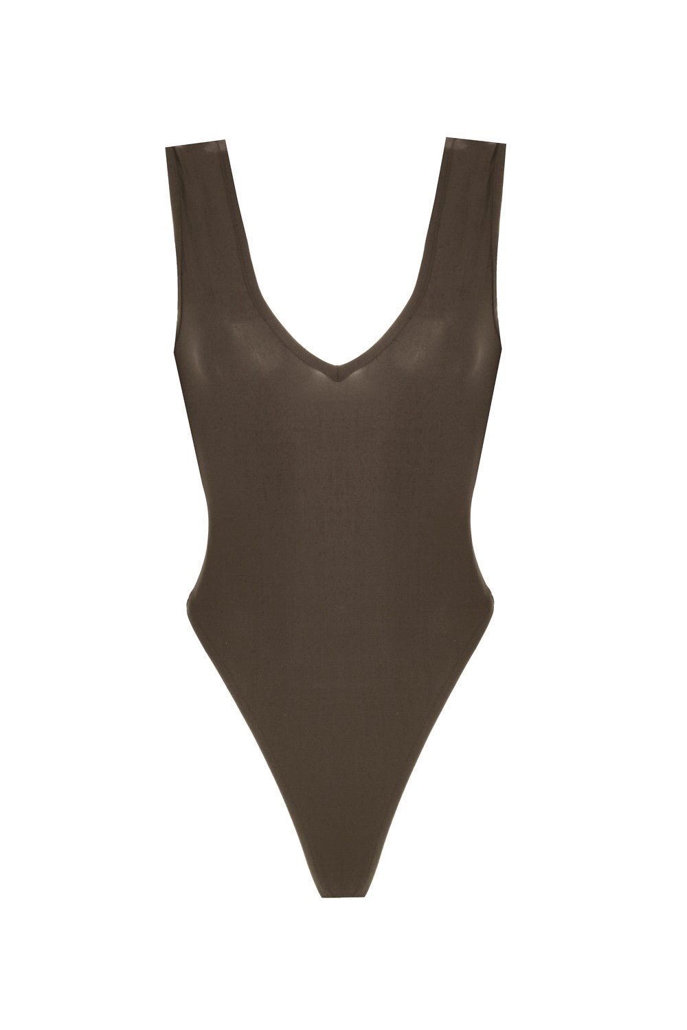 Women's Green V-Neck Thick Strap Khaki Bodysuit | Medium | No'design
