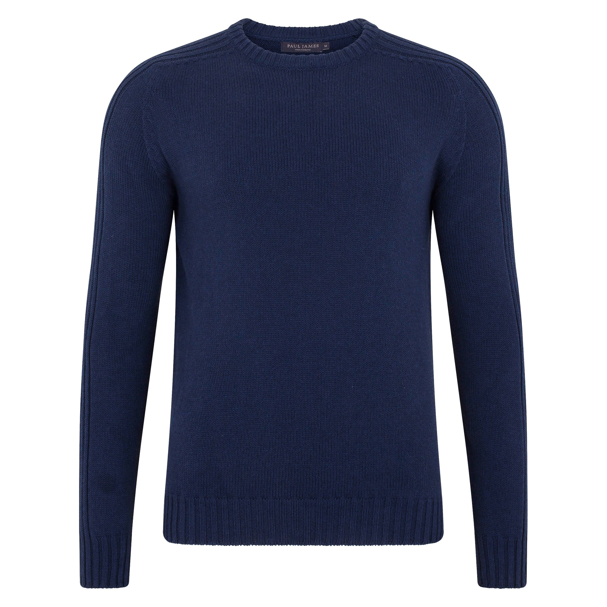 Blue Mens Organic Cotton Alexander Crew Neck Jumper - Marine Large Paul James Knitwear