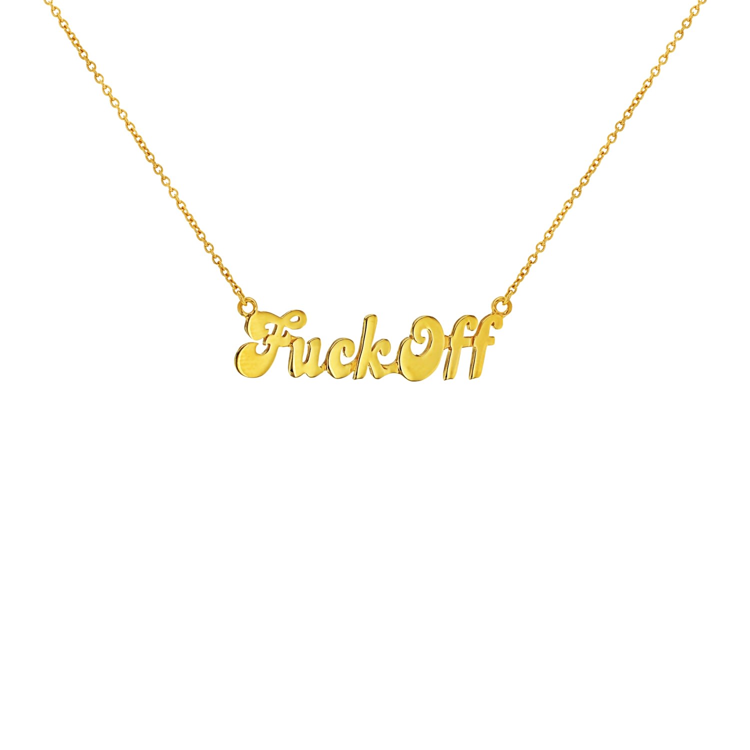 True Rocks Women's Fuck Off Necklace 18kt Gold-plated Silver
