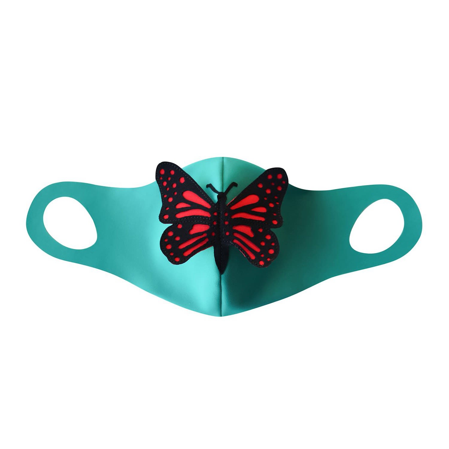 Teal Butterfly Mask With Filter Pocket L Momo Wolf Badger