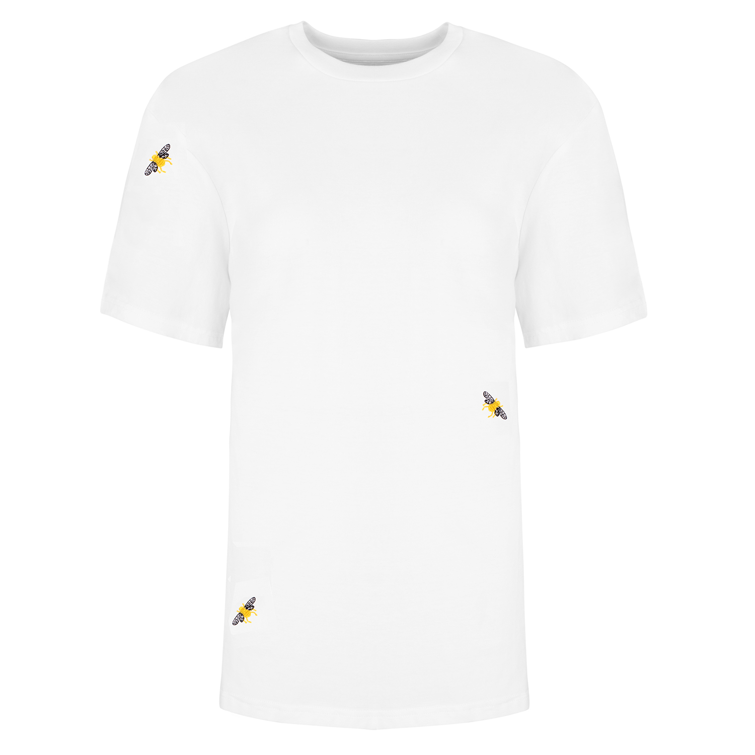 Bee Embroidered T-Shirt White Men | INGMARSON | Wolf & Badger Bee Embroidered T-Shirt White Men | INGMARSON | Wolf & Badger