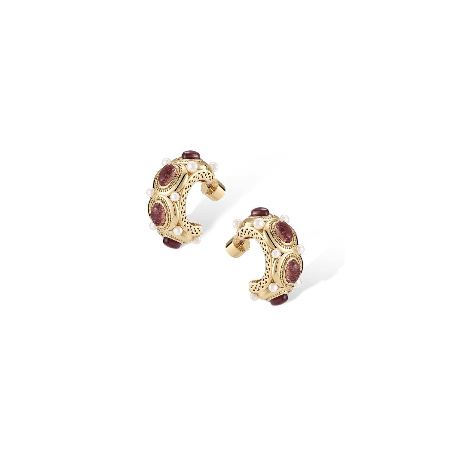 Retro Chic Women's Gold / White / Yellow Ayasofya Earrings In Multi