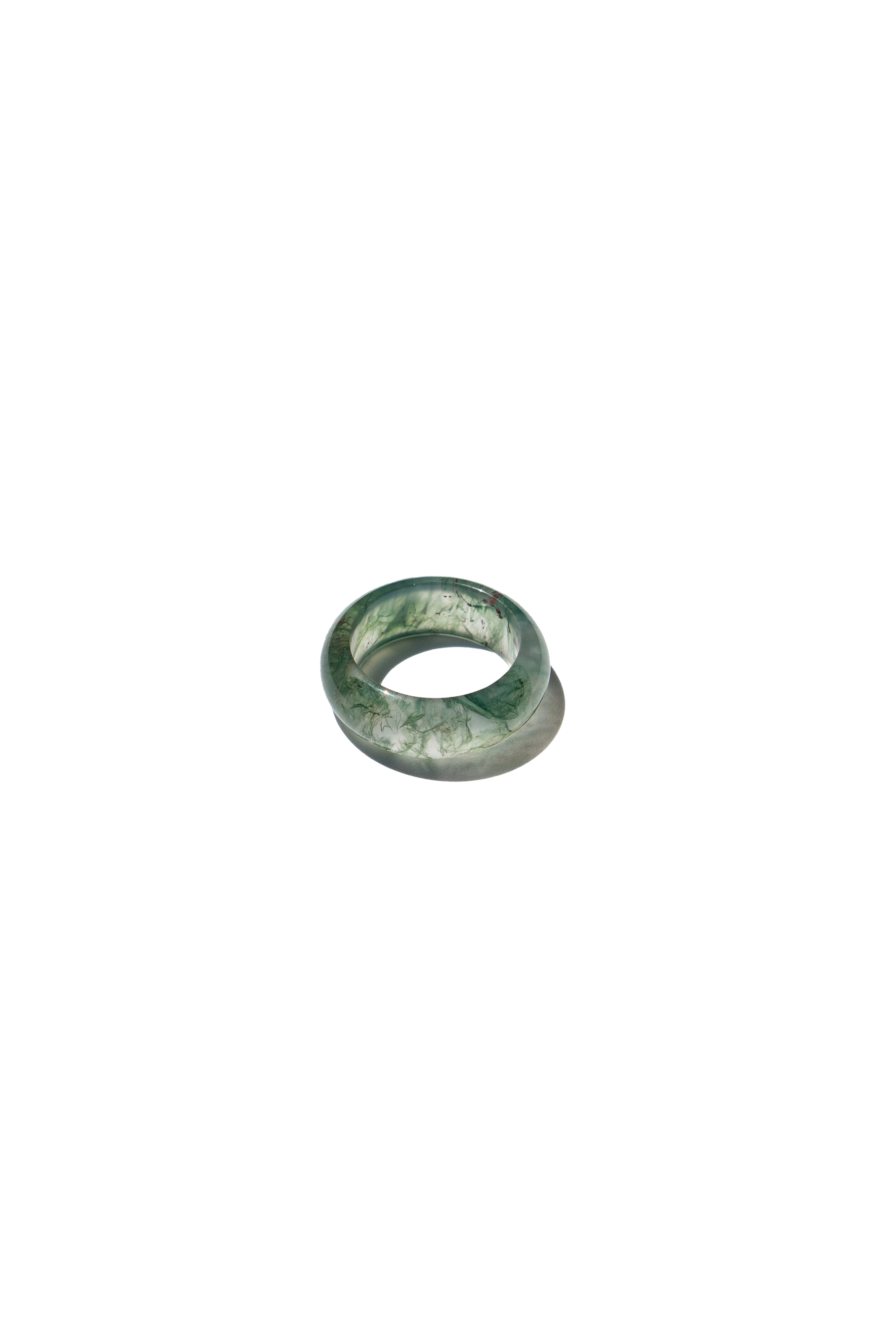Seree Women's Seaweed  Green Jade Stone Ring