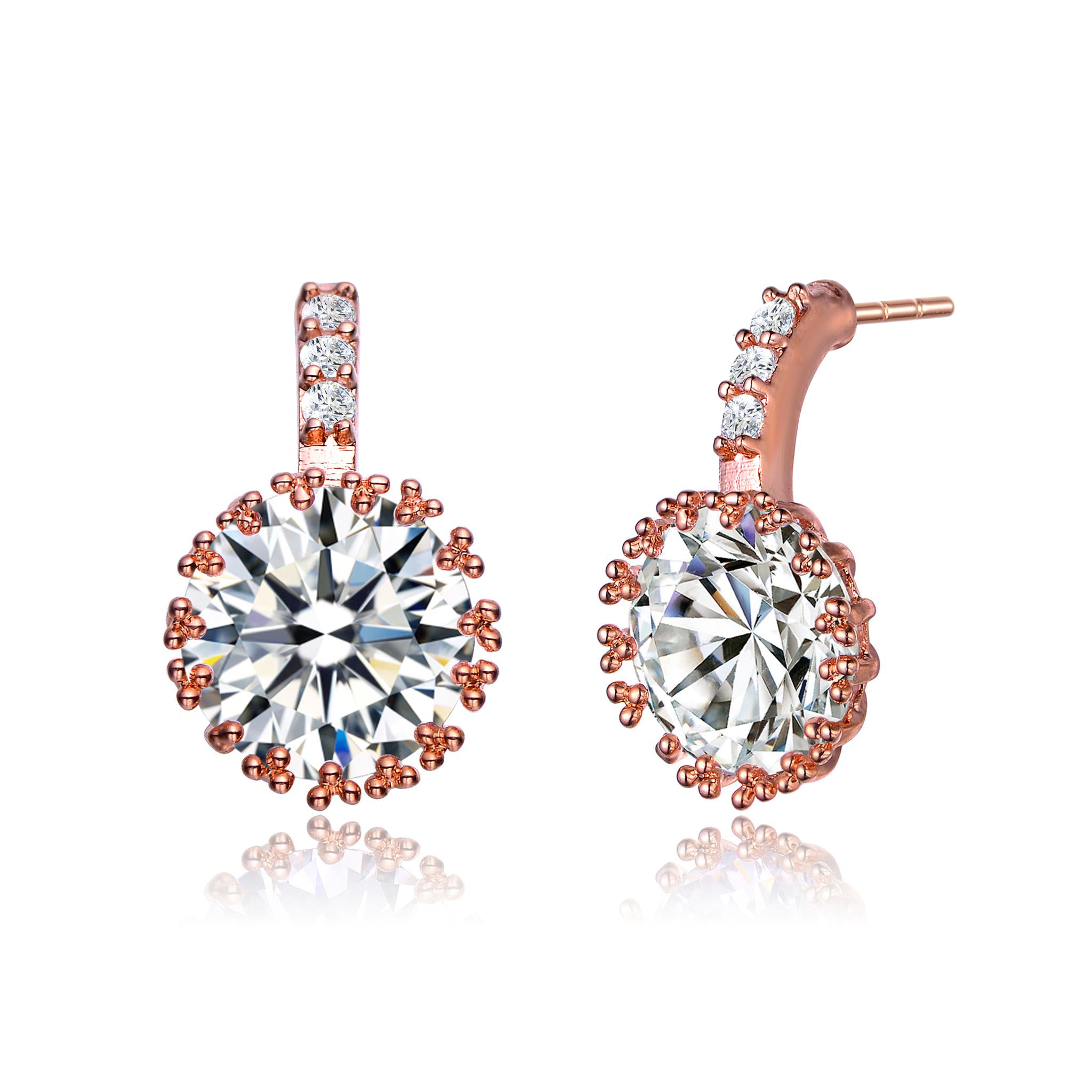 Women’s White / Rose Gold Marie Classic Half Drop Earrings Genevive Jewelry