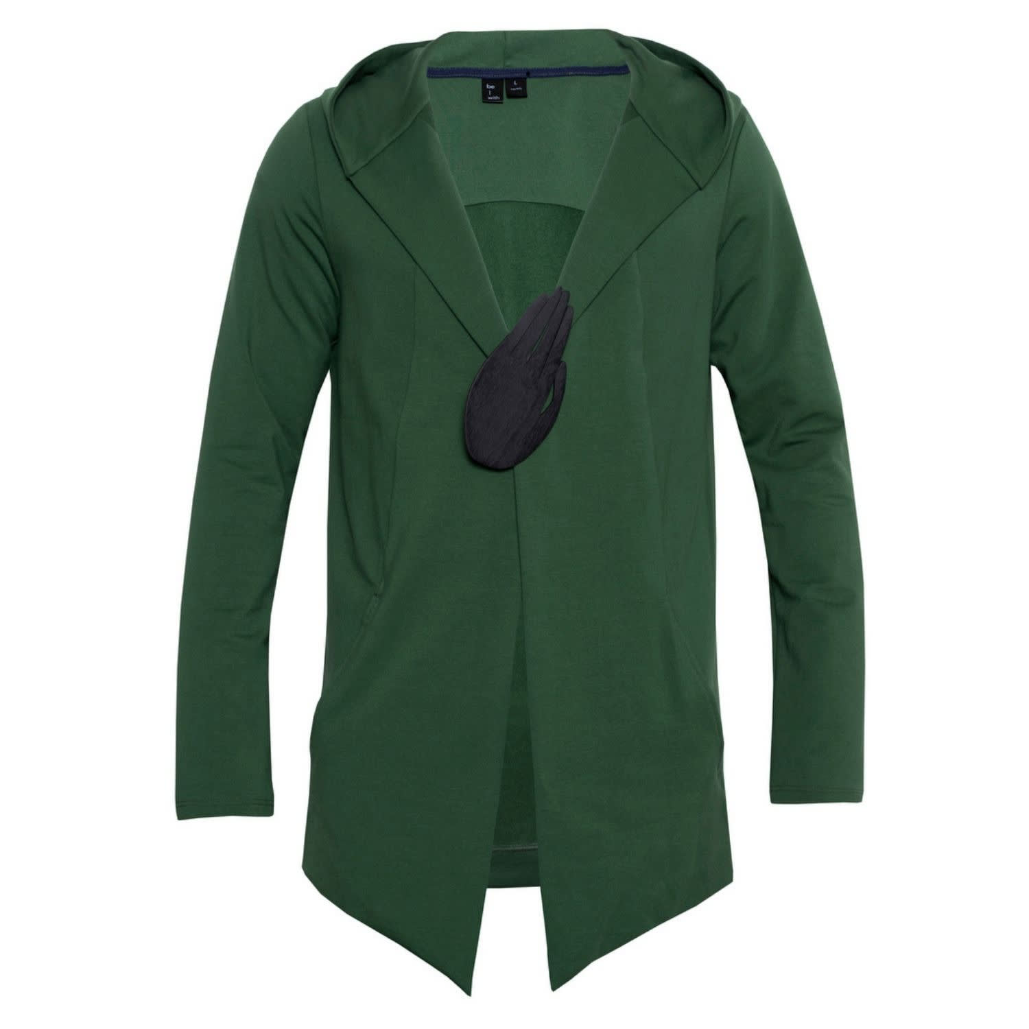 green open front cardigan