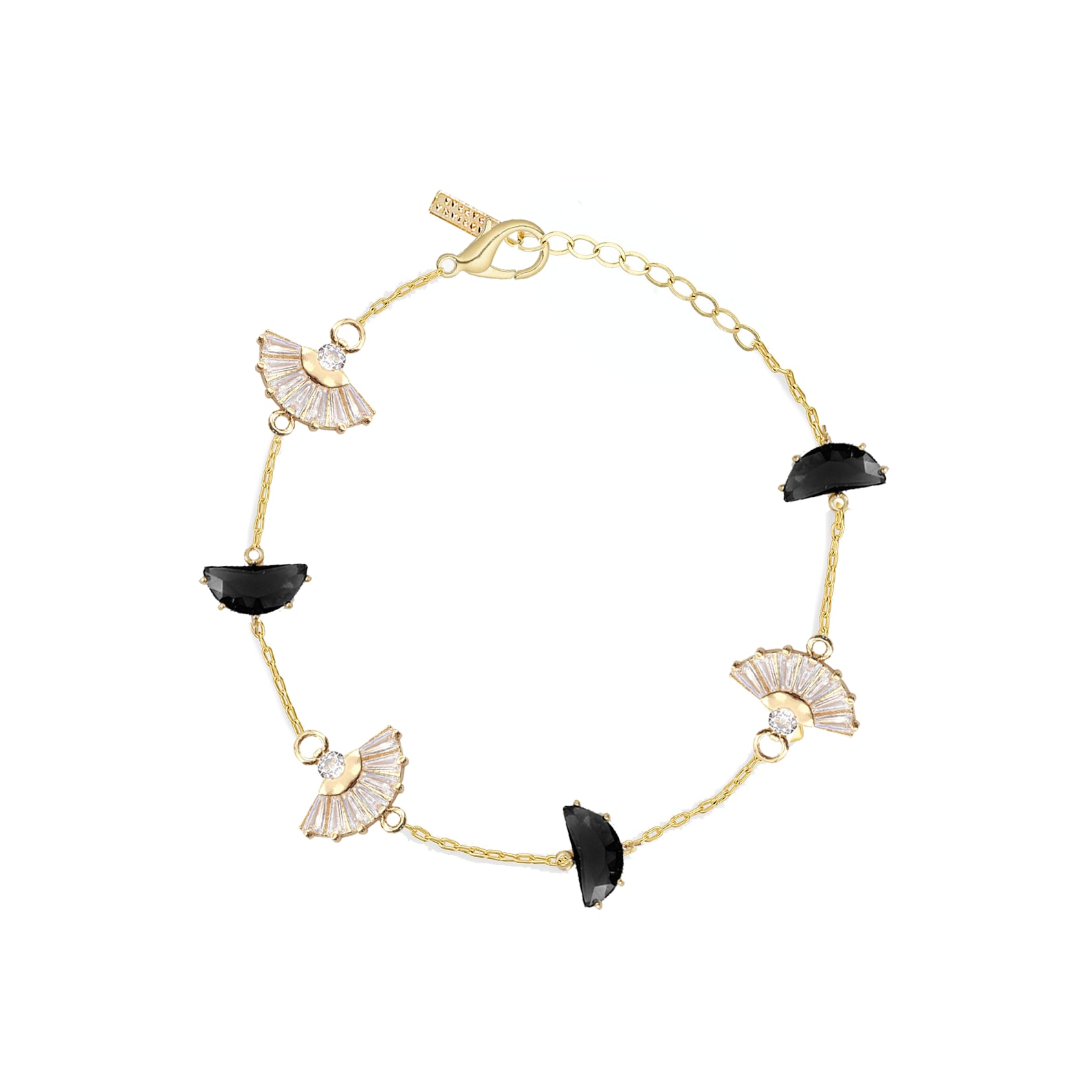 Adriana Pappas Designs Women's Gold / Black / White Black Tie Bracelet In Multi