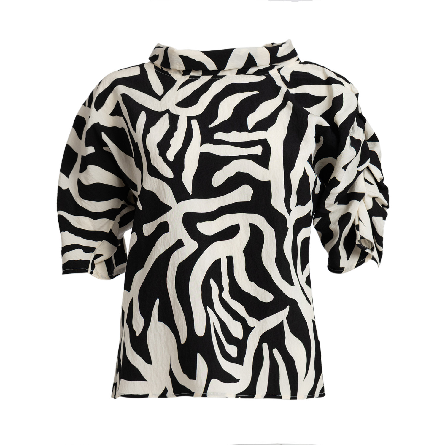 Bianca Popp Women's Black / White Puff Blouse With Collar In Black & White In Black/white